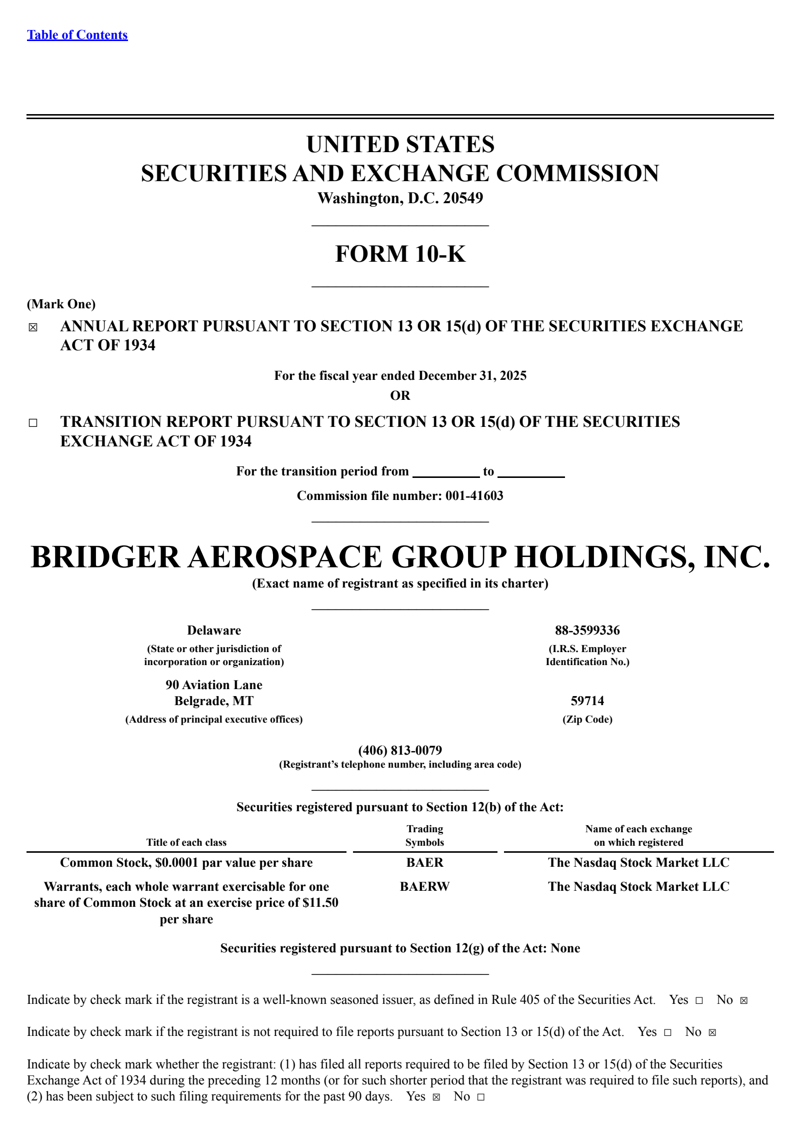 Bridger Aerospace Group's Q4 2025 Annual report