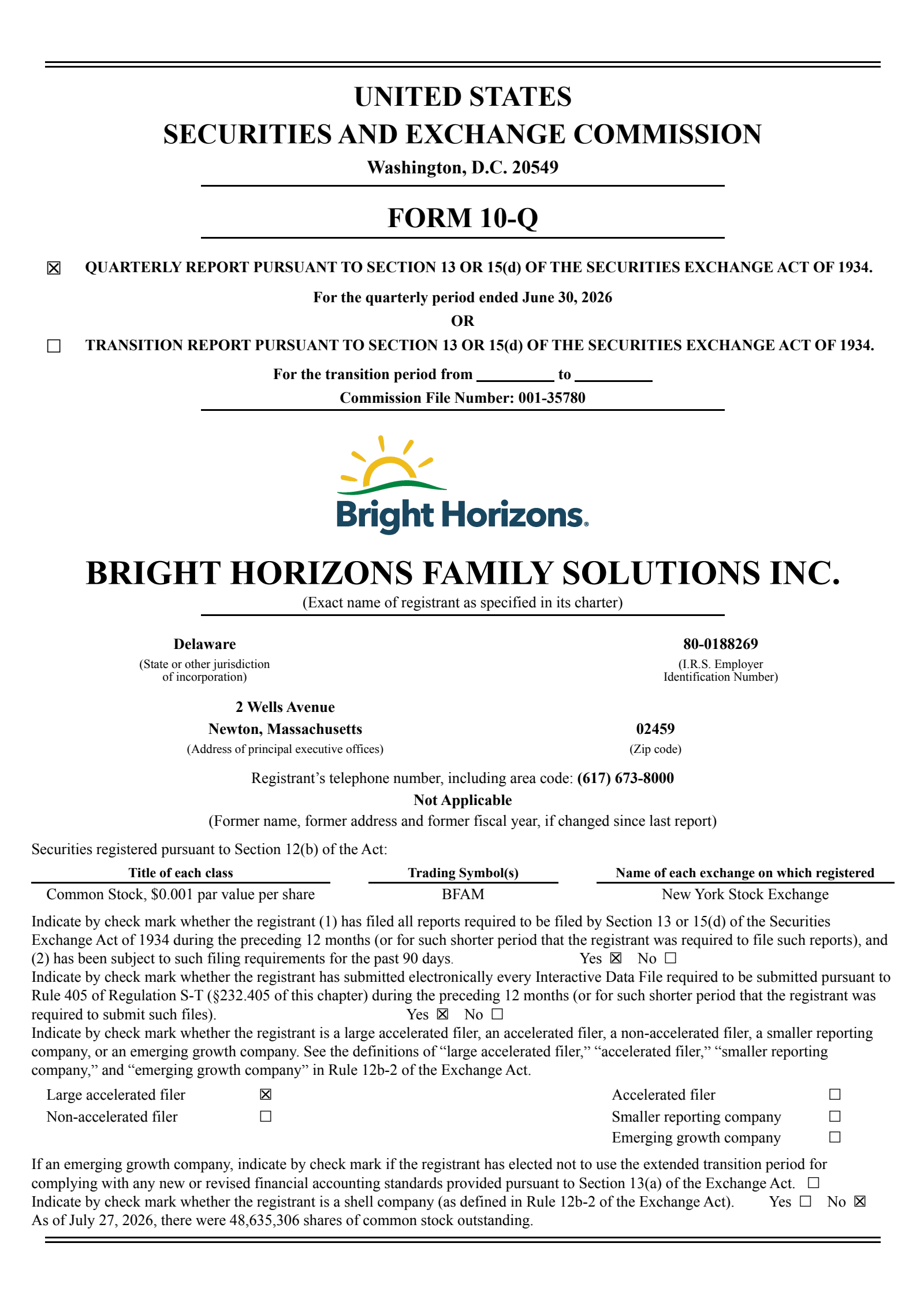 Bright Horizons Family Solutions' Q2 2026 Quarterly report