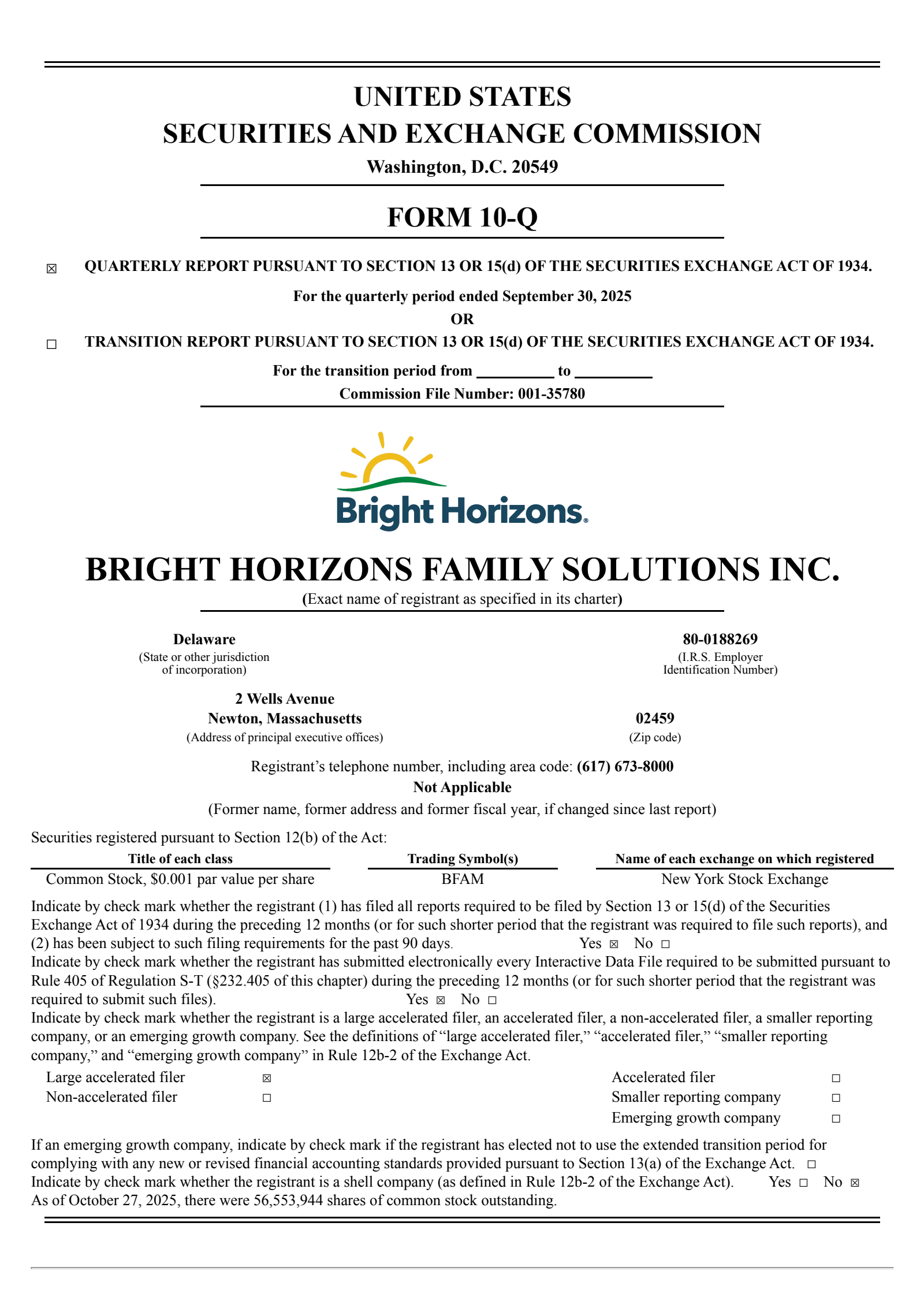 Bright Horizons Family Solutions' Q3 2025 Quarterly Report