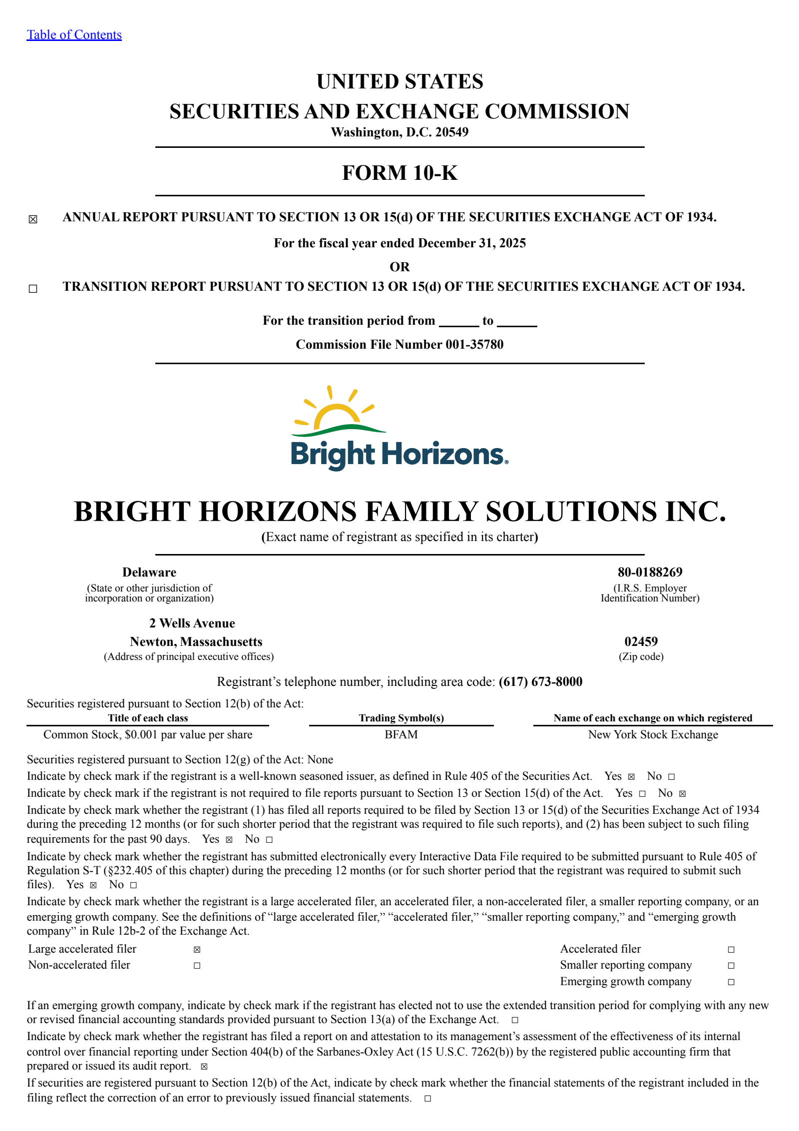 Bright Horizons Family Solutions' Q4 2025 Annual report