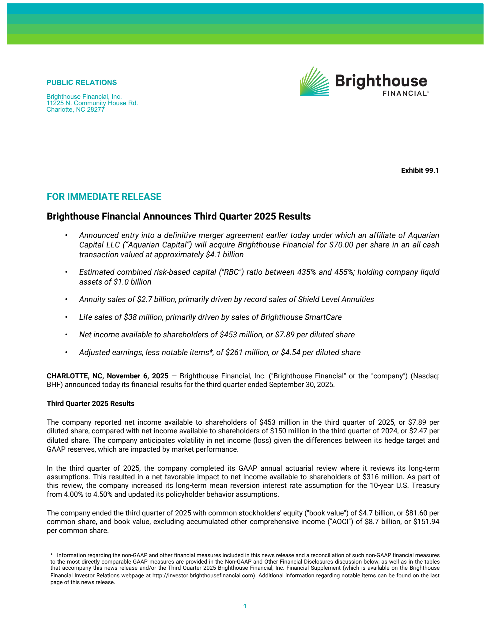 Brighthouse Financial's Q3 2025 Earnings Release
