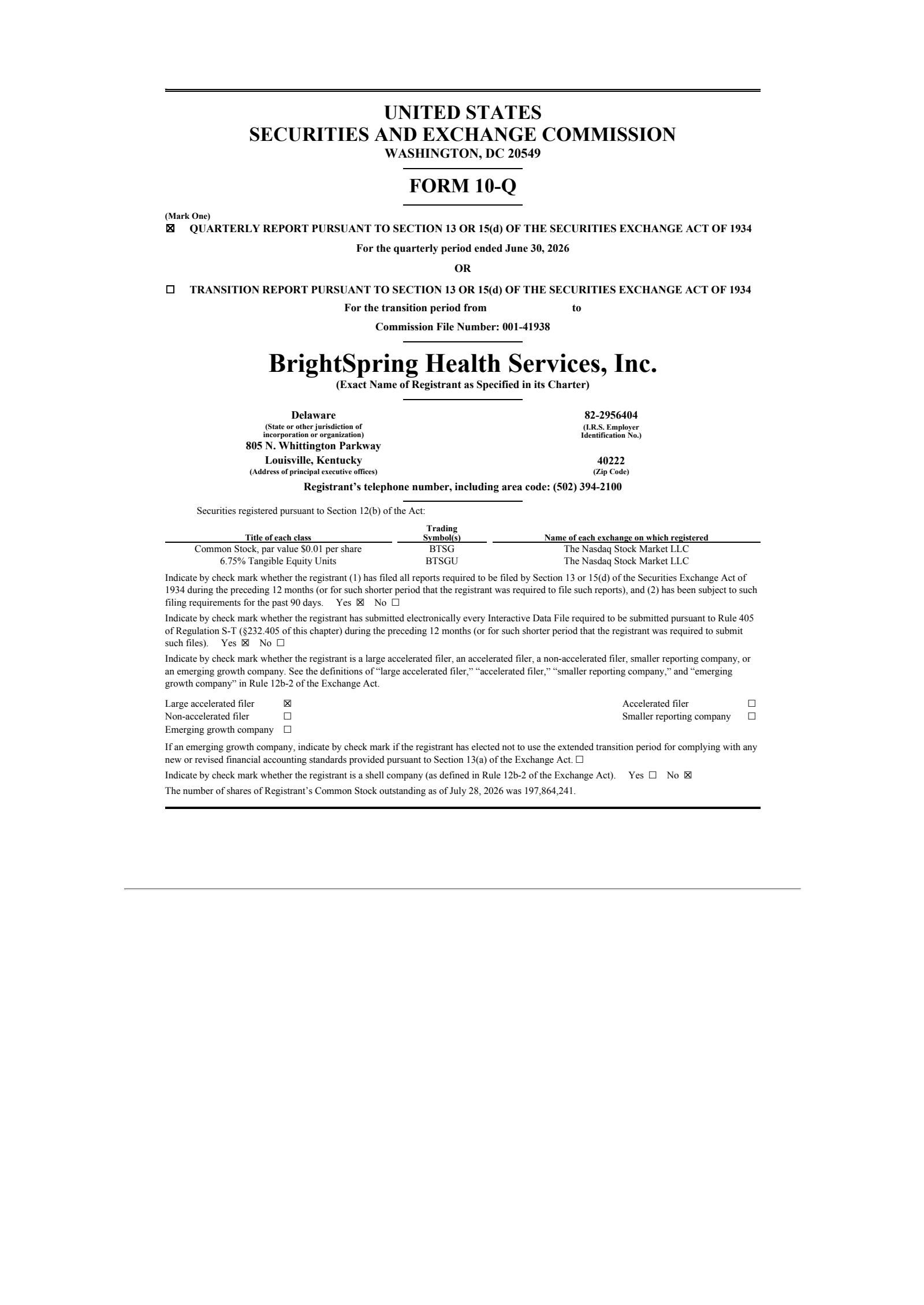 BrightSpring Health Services' Q2 2026 Quarterly report