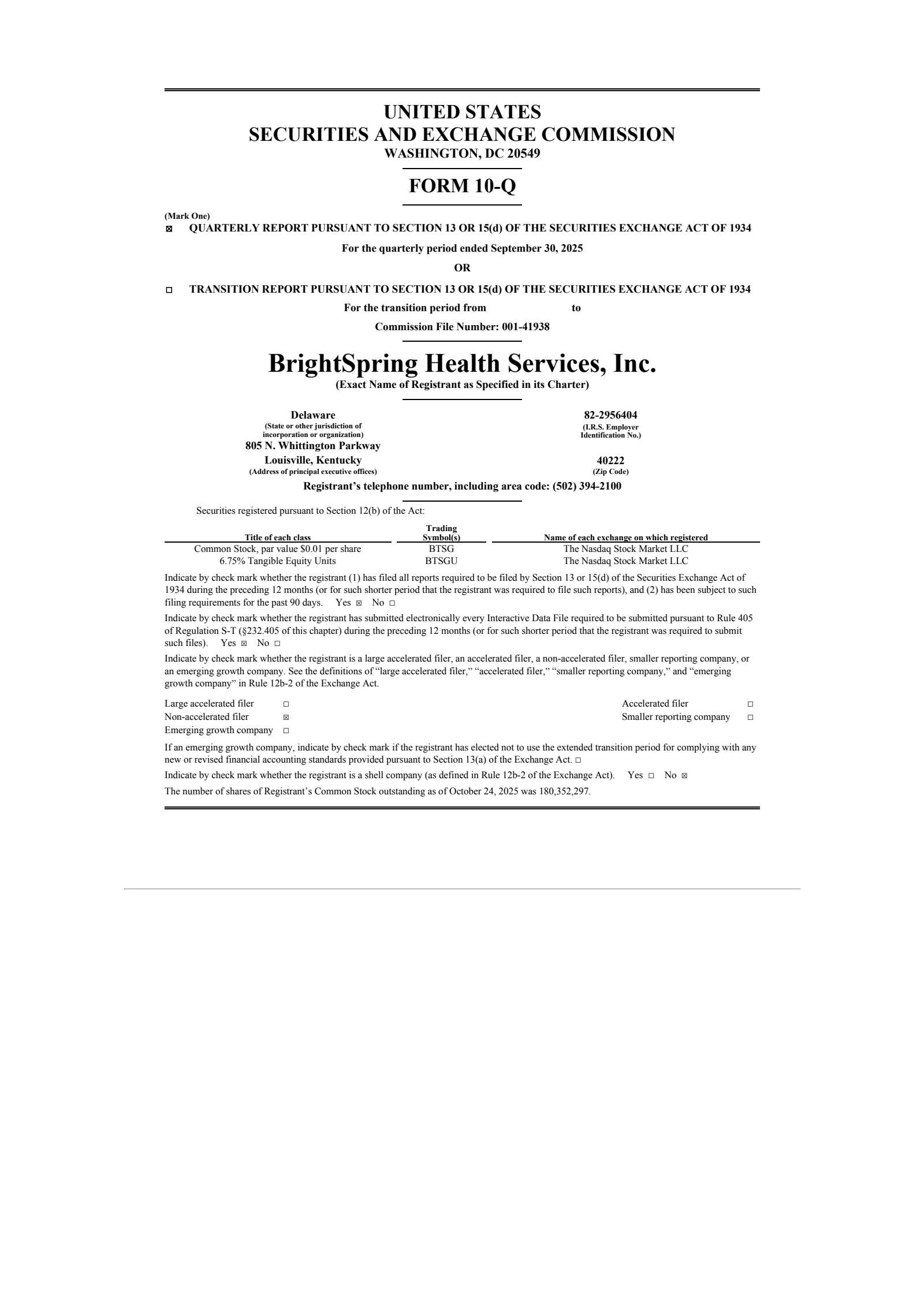 BrightSpring Health Services' Q3 2025 Quarterly Report