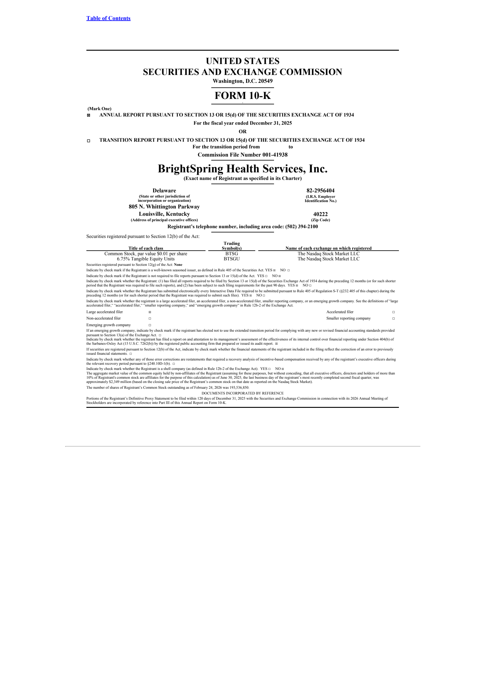 BrightSpring Health Services' Q4 2025 Annual report