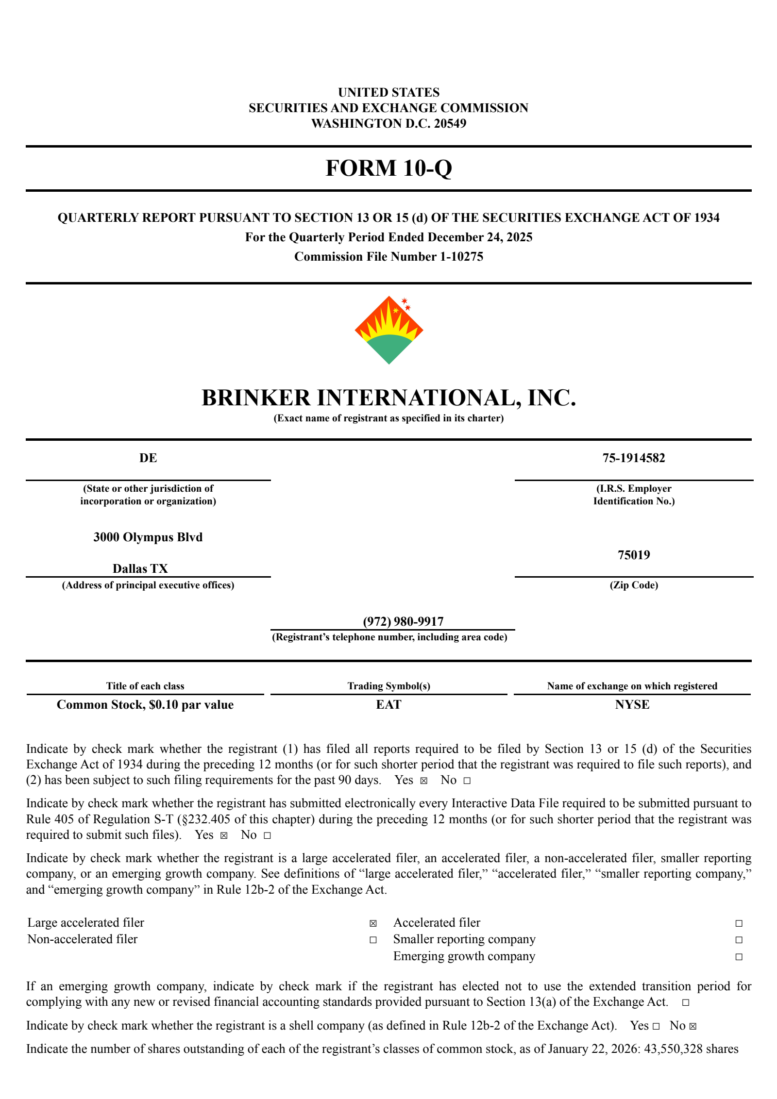 Brinker International's Q2 2026 Quarterly report