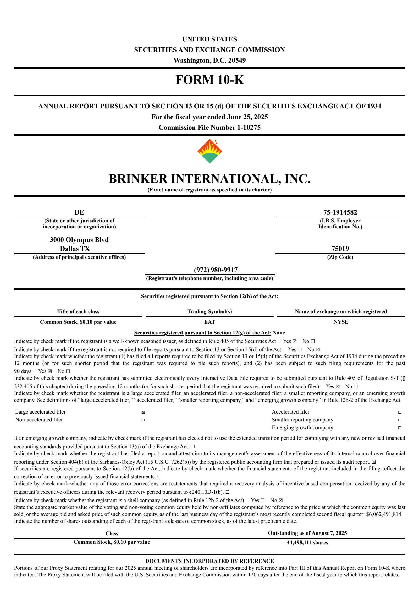 Brinker International's Q4 2025 Annual report