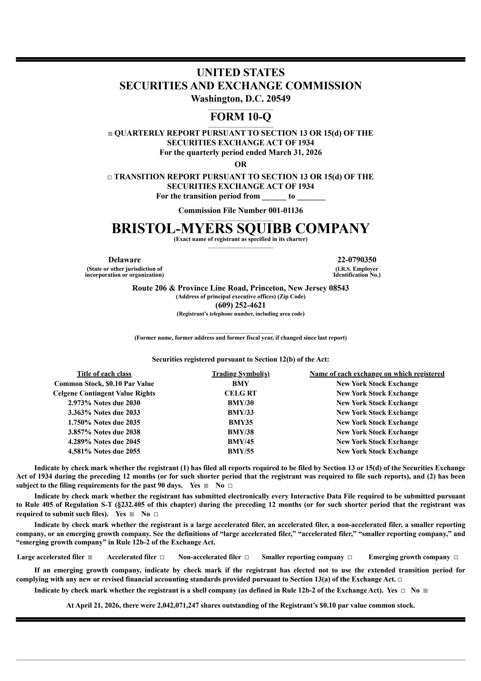 Bristol Myers Squibb's Q1 2026 Quarterly report