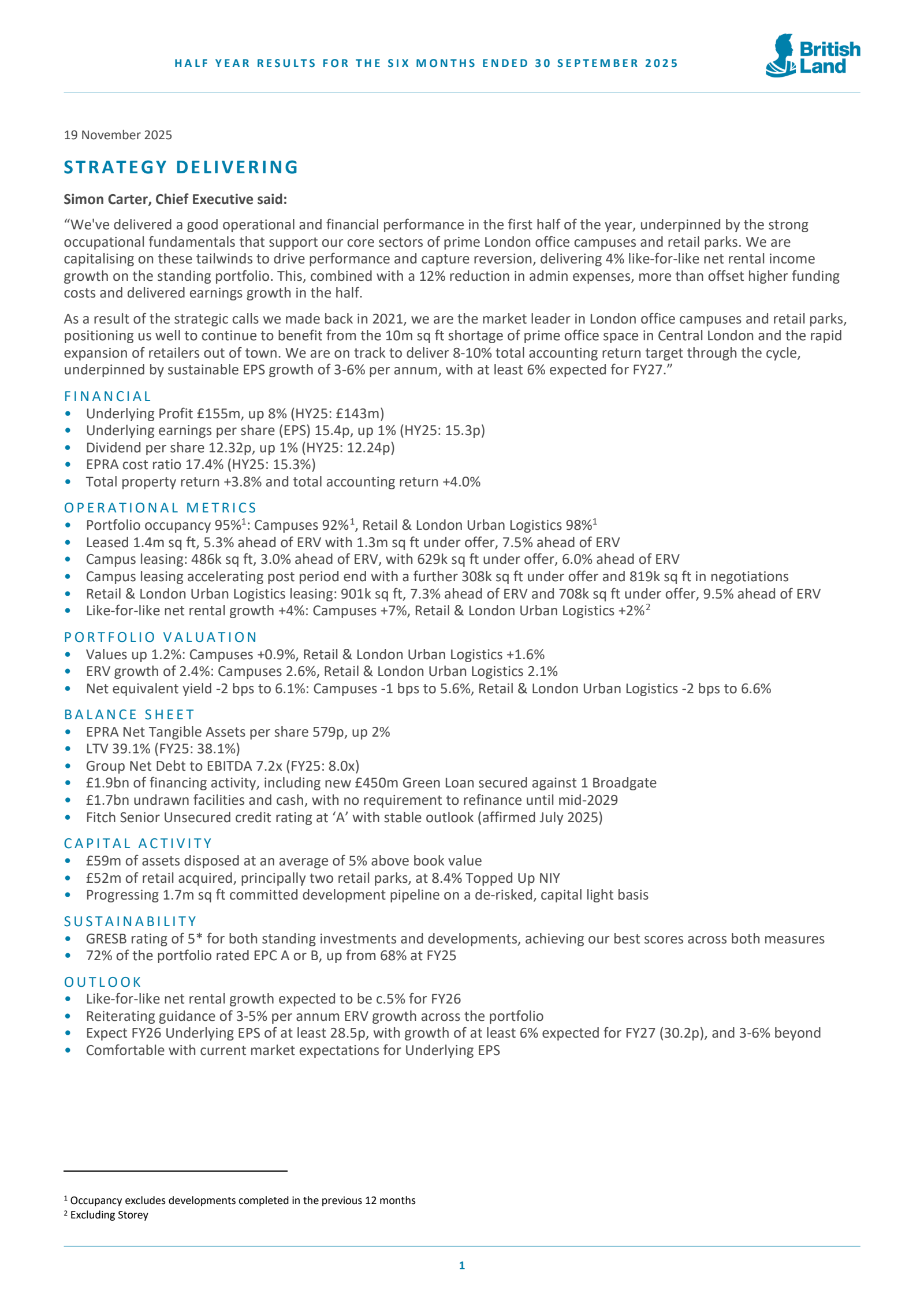 British Land's H1 2026 Interim Report
