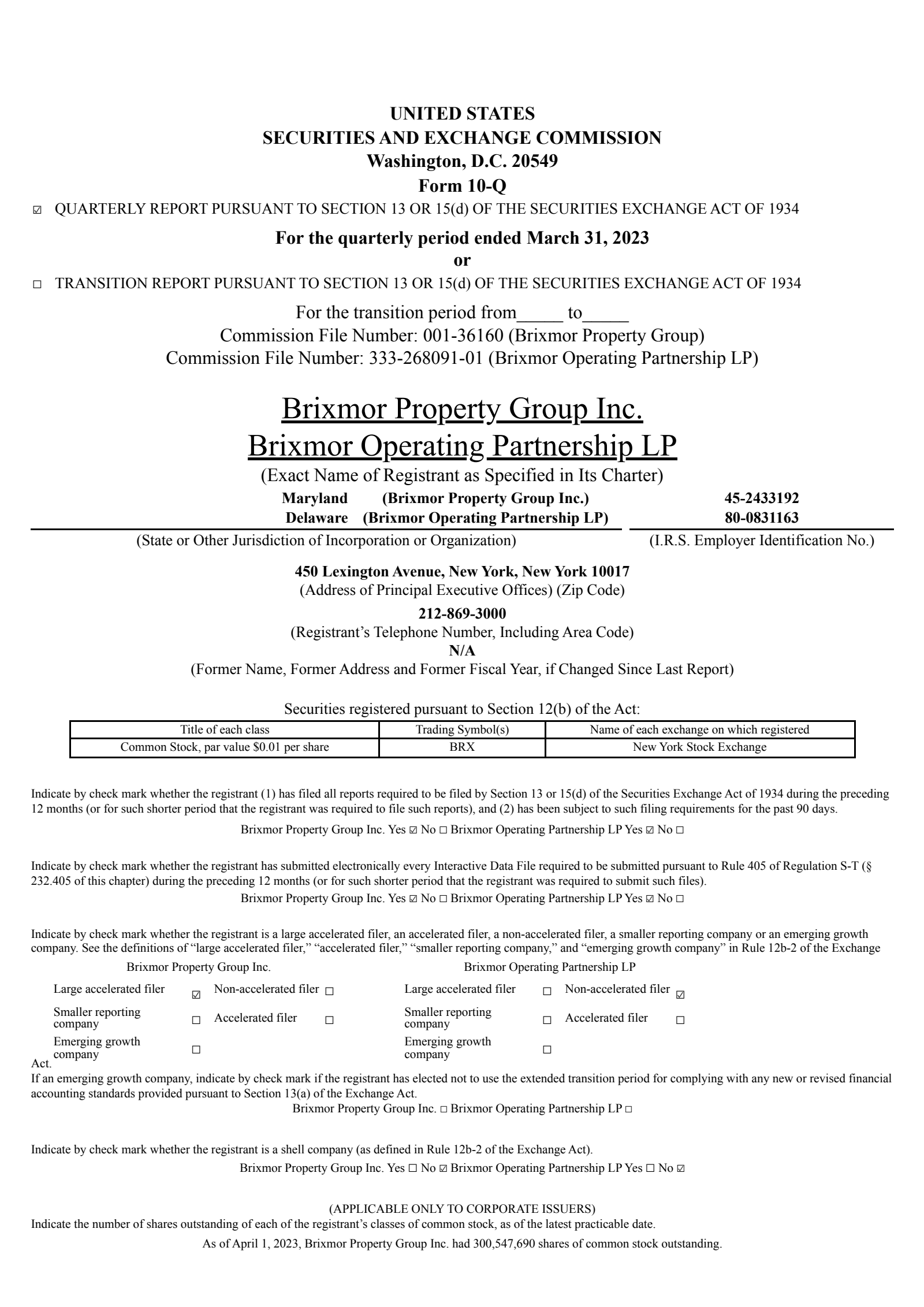 Brixmor Property Group's Q1 2023 Quarterly report