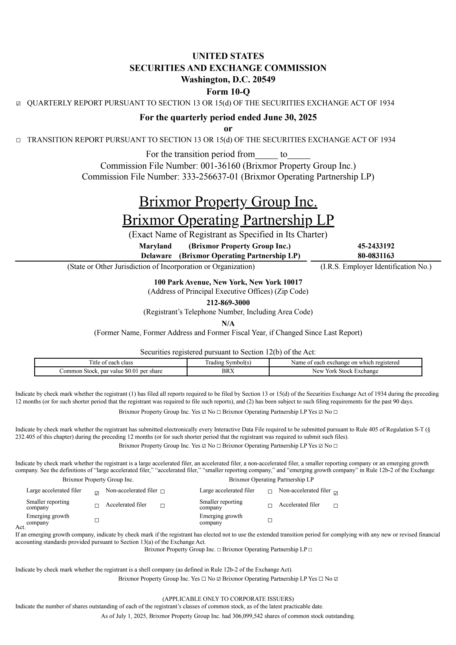 Brixmor Property Group's Q2 2025 Quarterly report