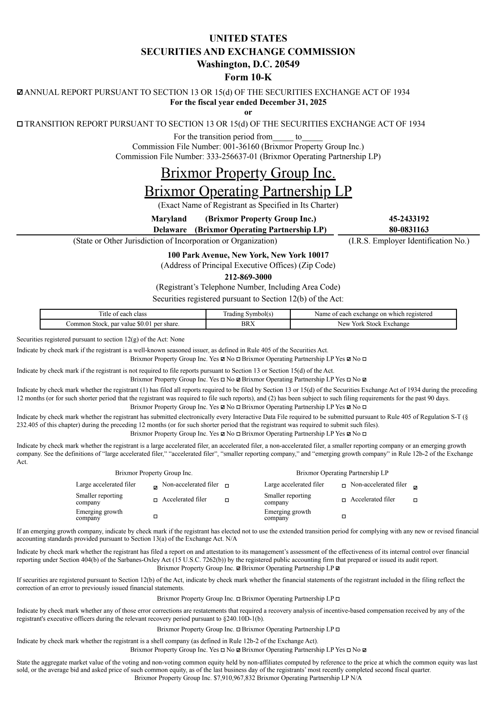 Brixmor Property Group's Q4 2025 Annual report