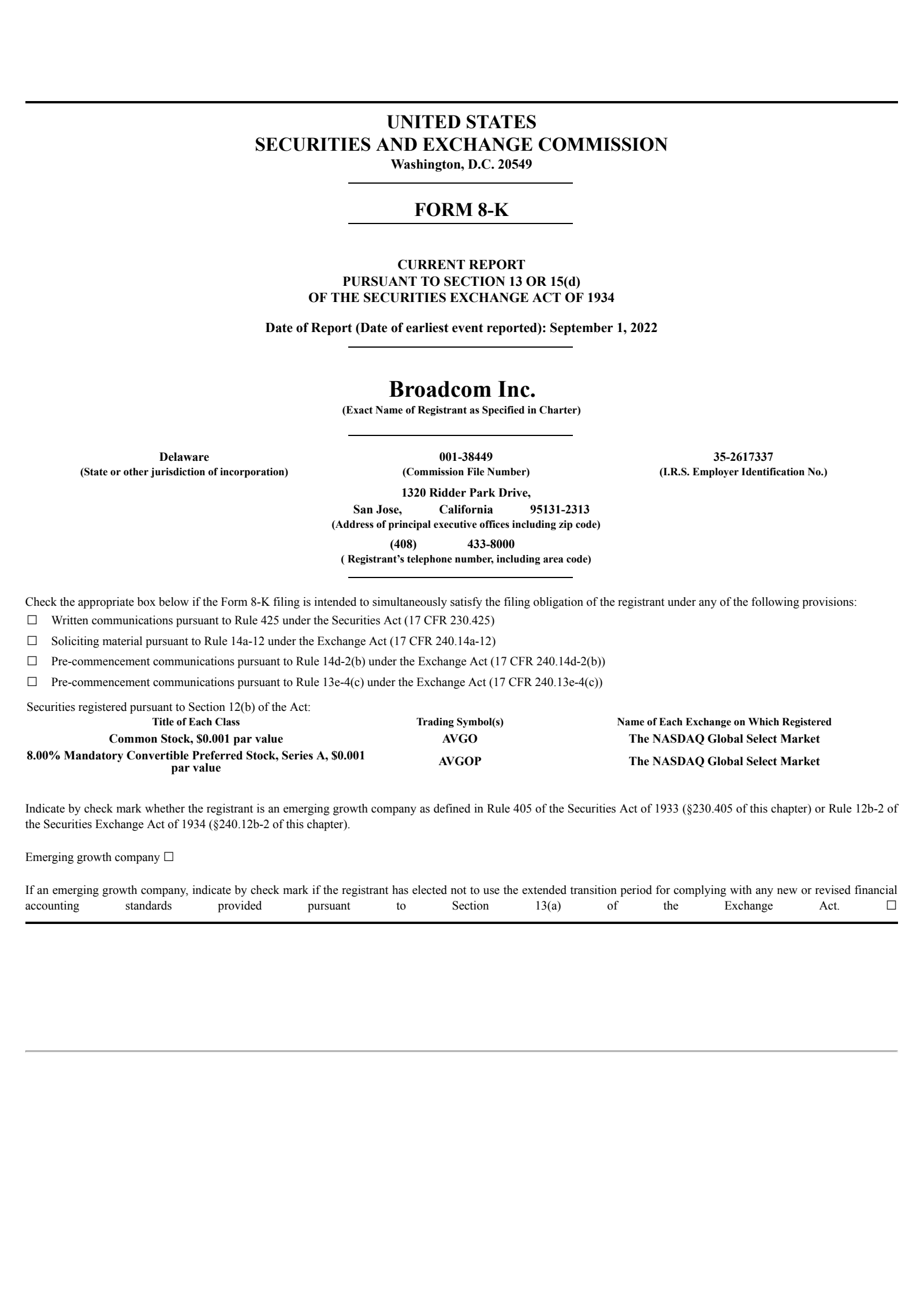 Broadcom's Q3 2022 Press Release