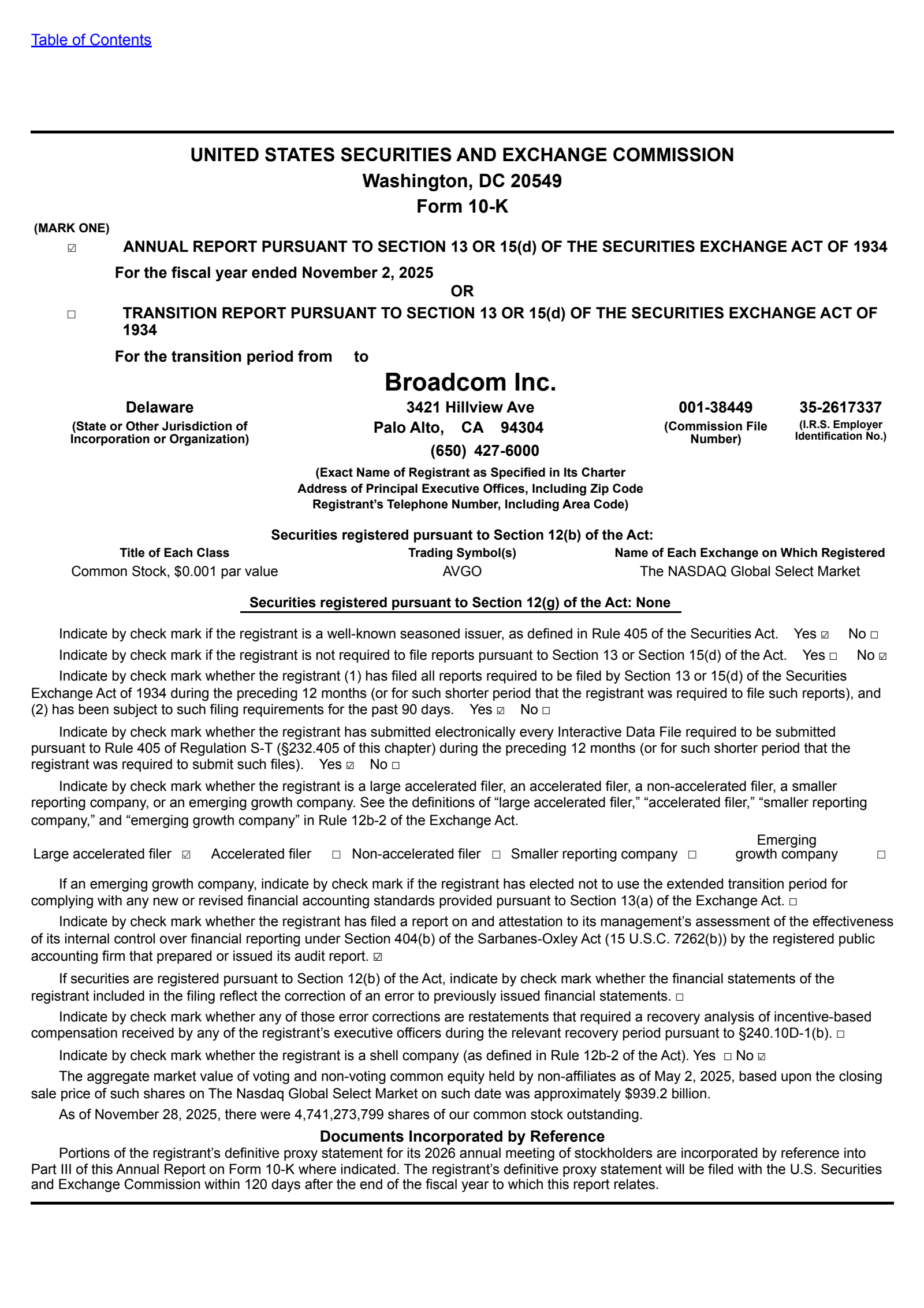 Broadcom's Q4 2025 Annual Report