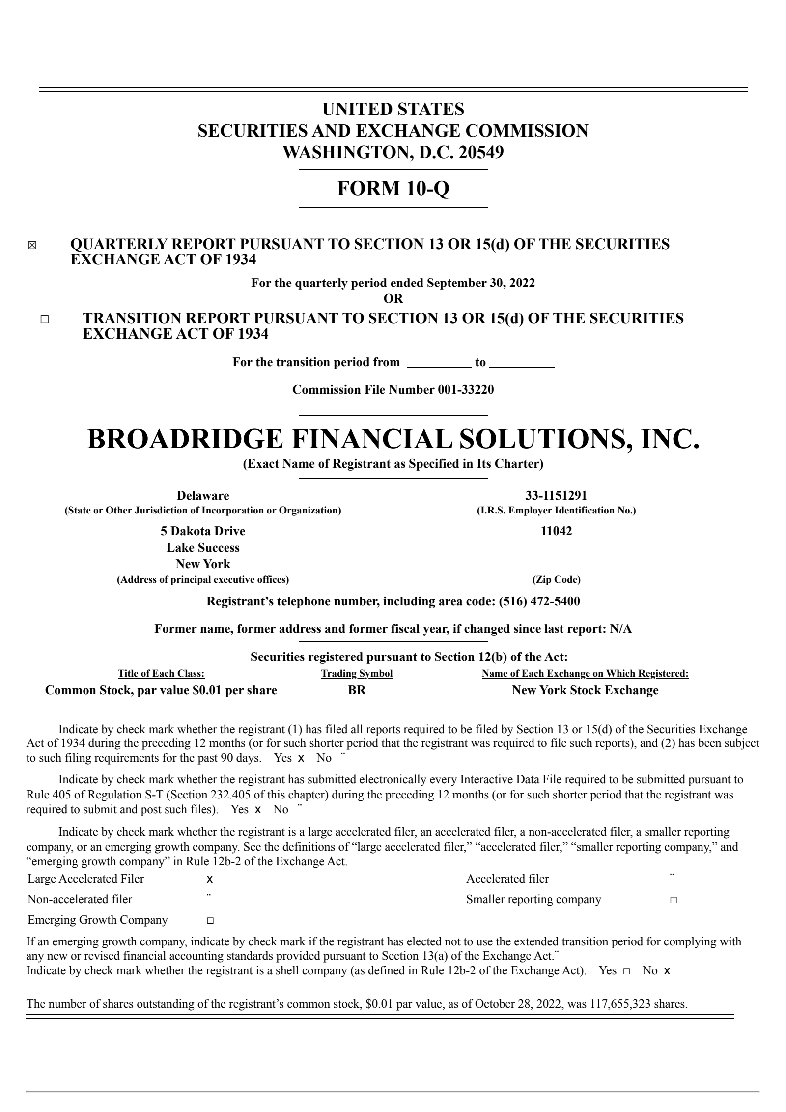 Broadridge Financial Solutions' Q1 2023 Quarterly report