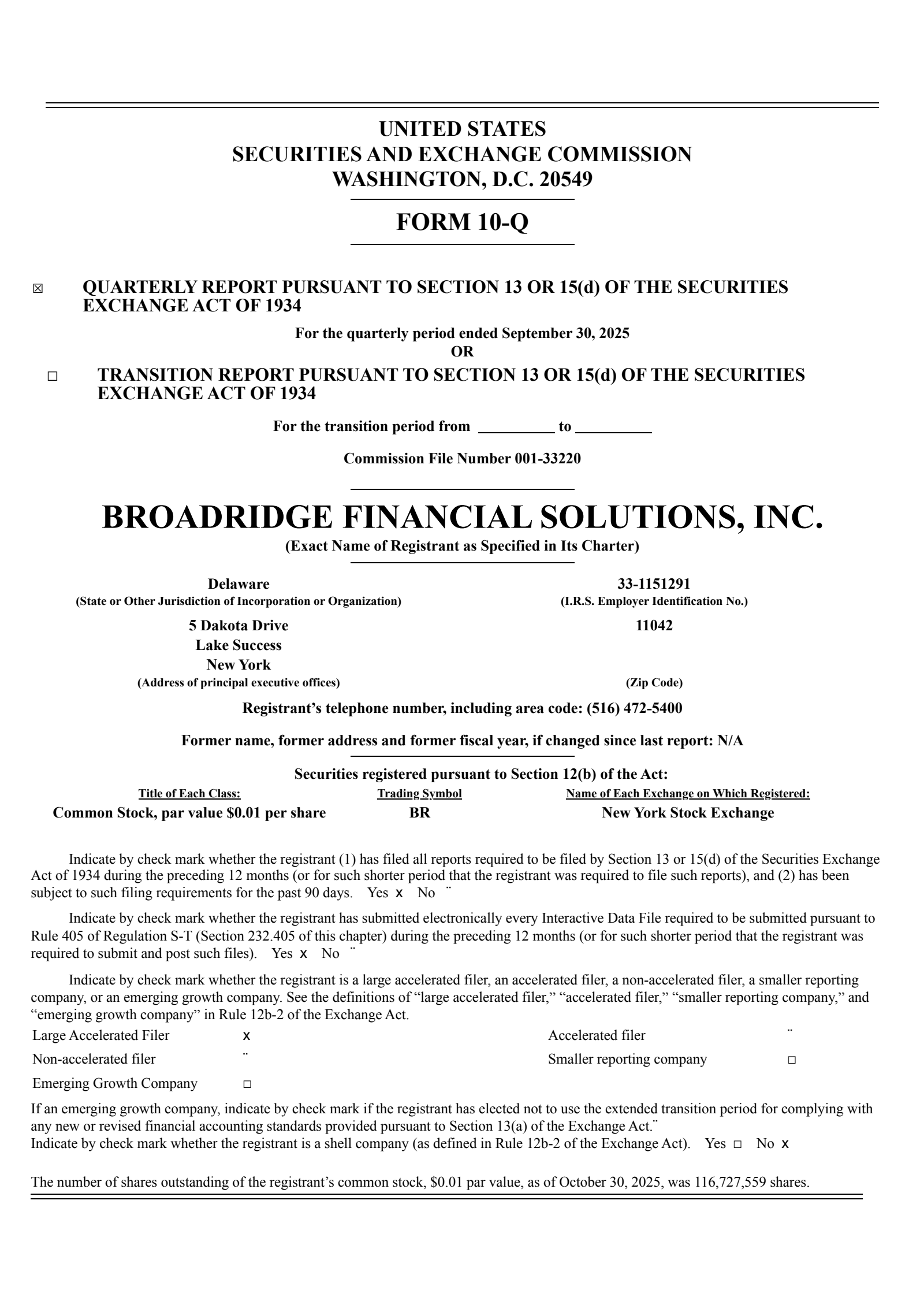 Broadridge Financial Solutions' Q1 2026 Quarterly Report