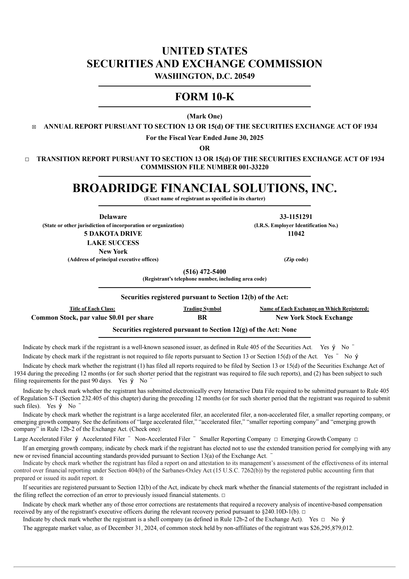 Broadridge Financial Solutions' Q4 2025 Annual report
