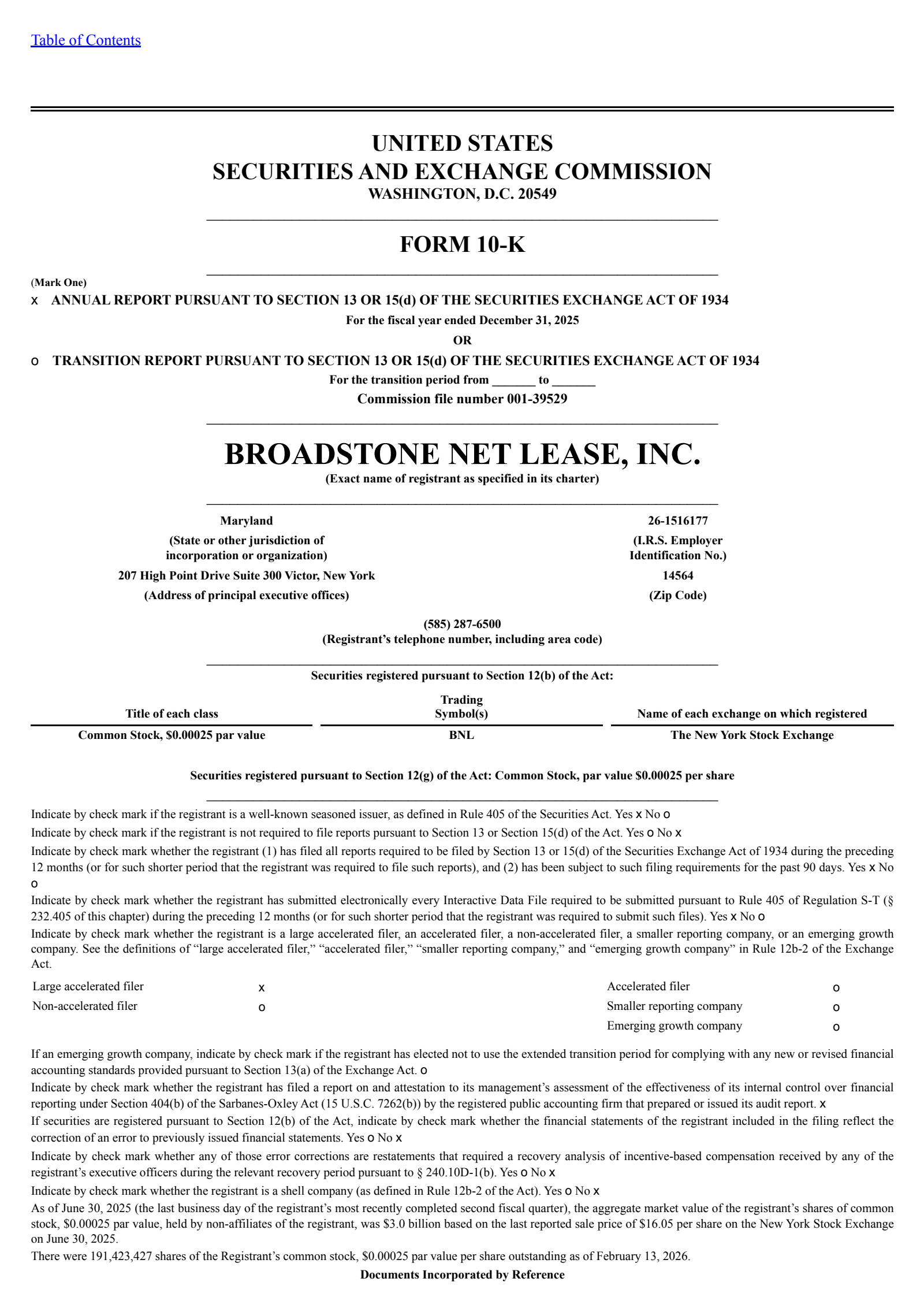 Broadstone Net Lease's Q4 2025 Annual report