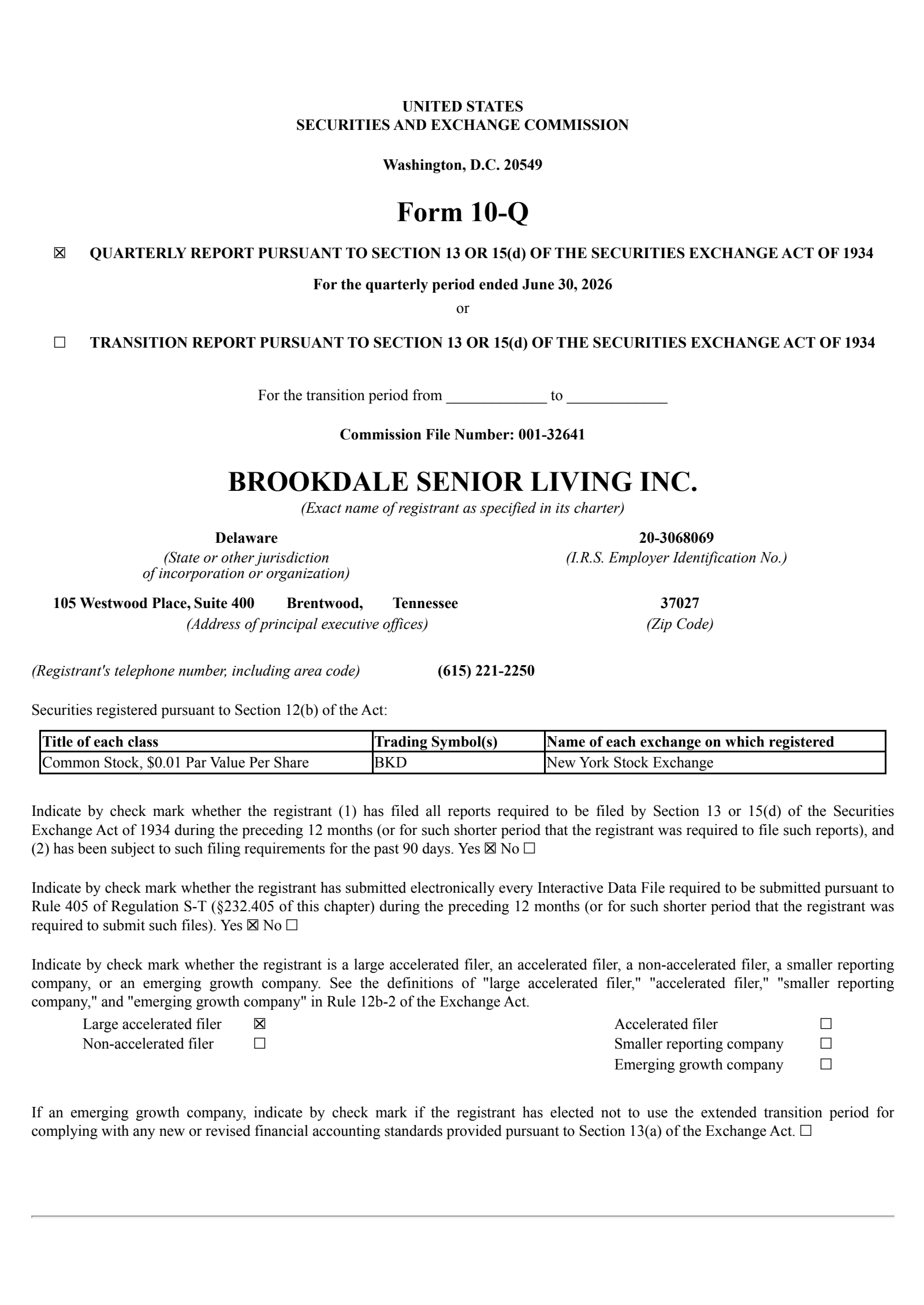Brookdale Senior Living's Q2 2026 Quarterly report