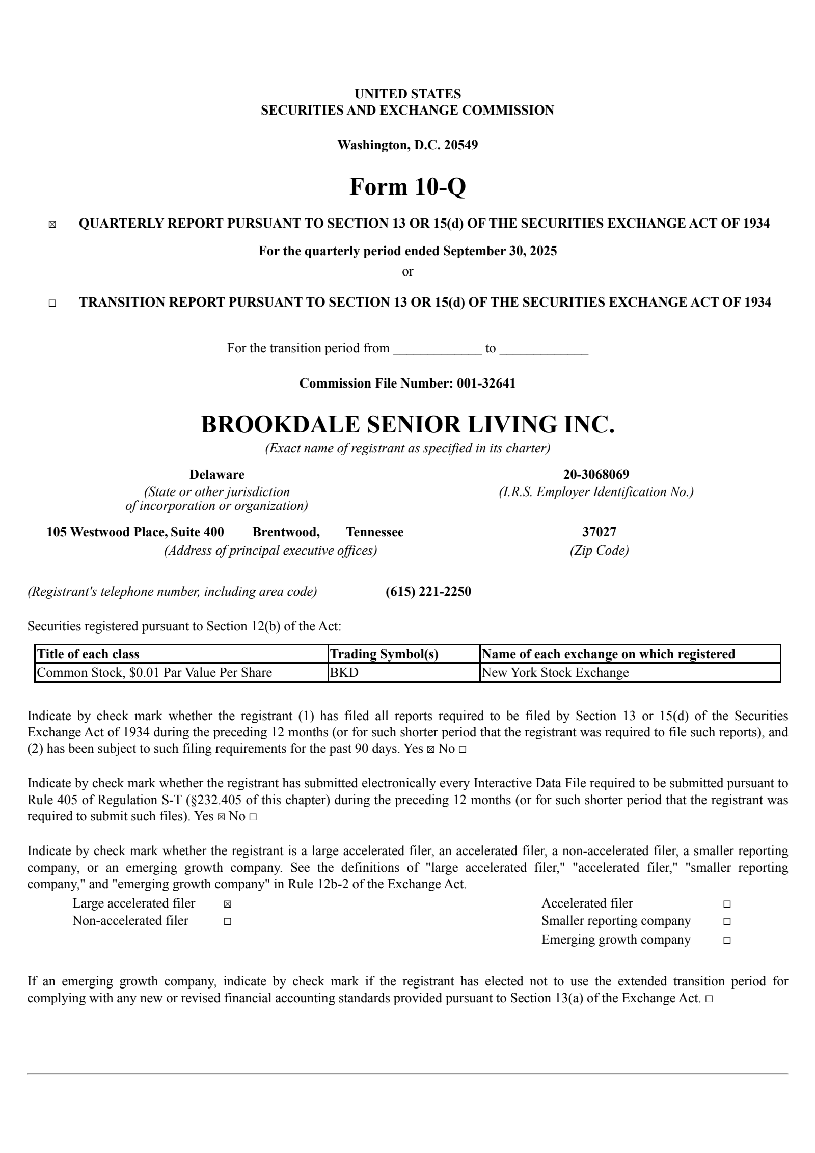 Brookdale Senior Living's Q3 2025 Quarterly Report