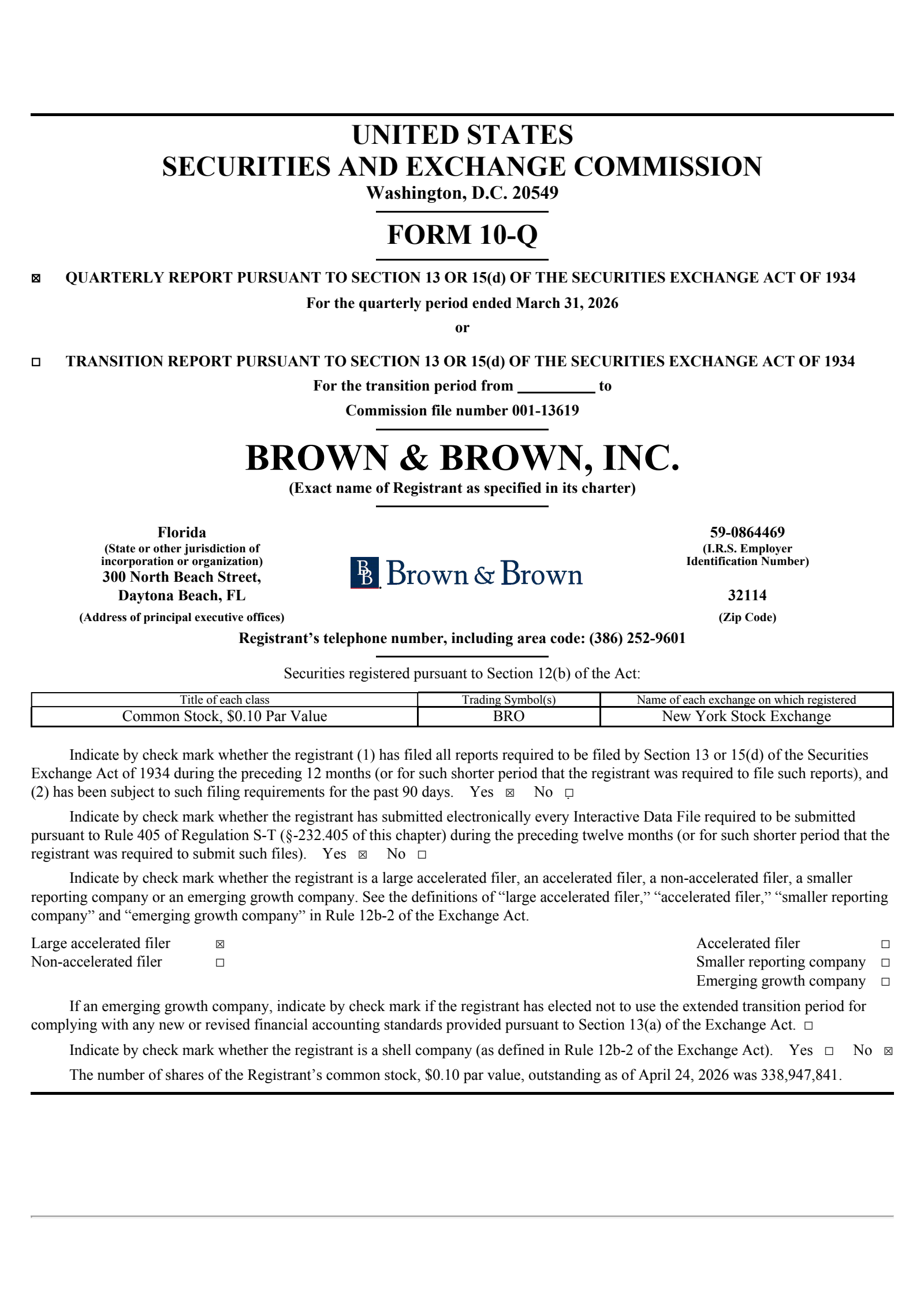 Brown & Brown's Q1 2026 Quarterly report