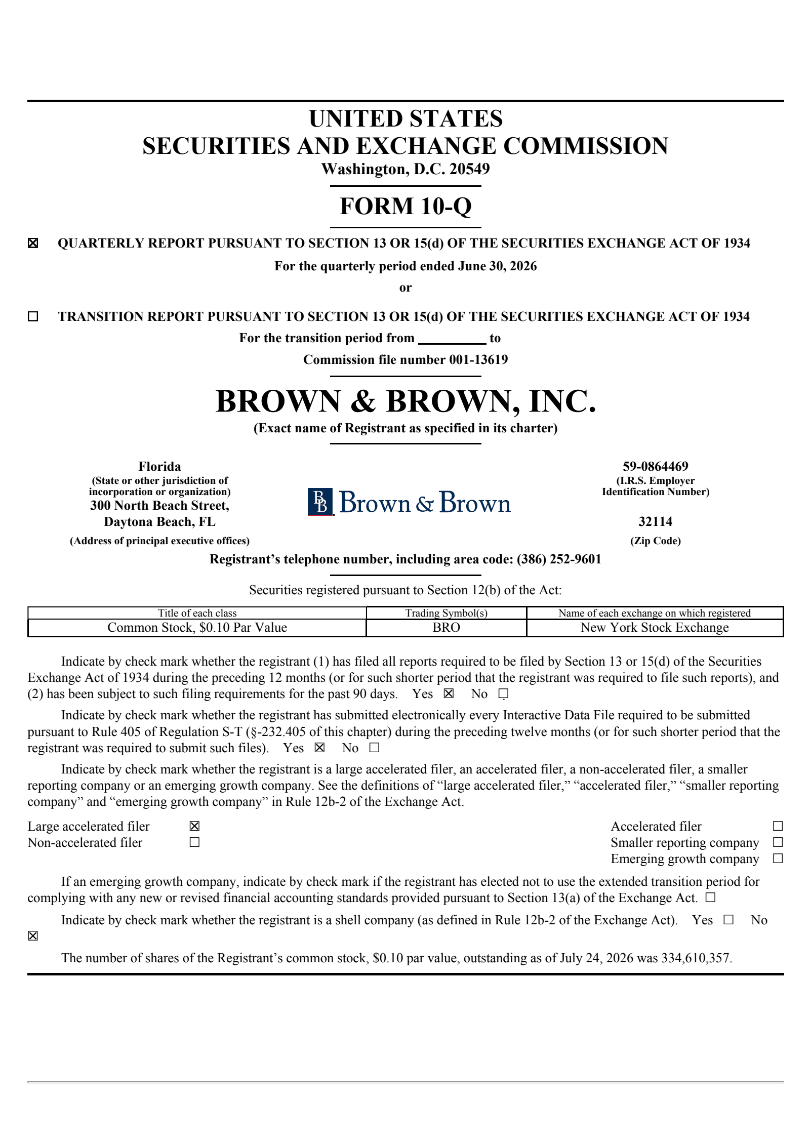 Brown & Brown's Q2 2026 Quarterly report