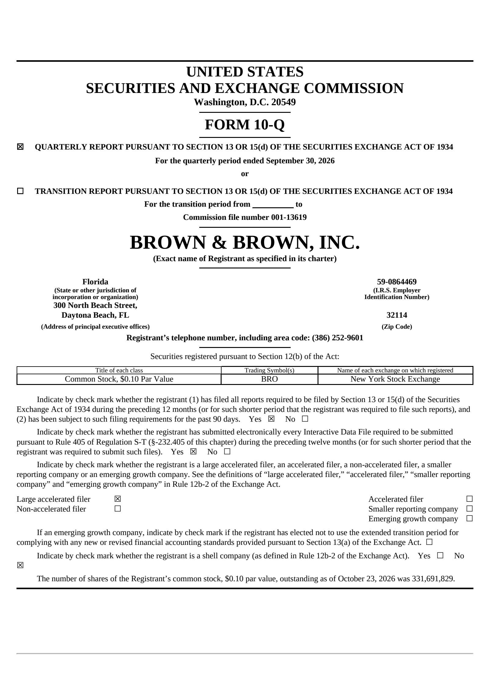 Brown & Brown's Q3 2026 Quarterly report