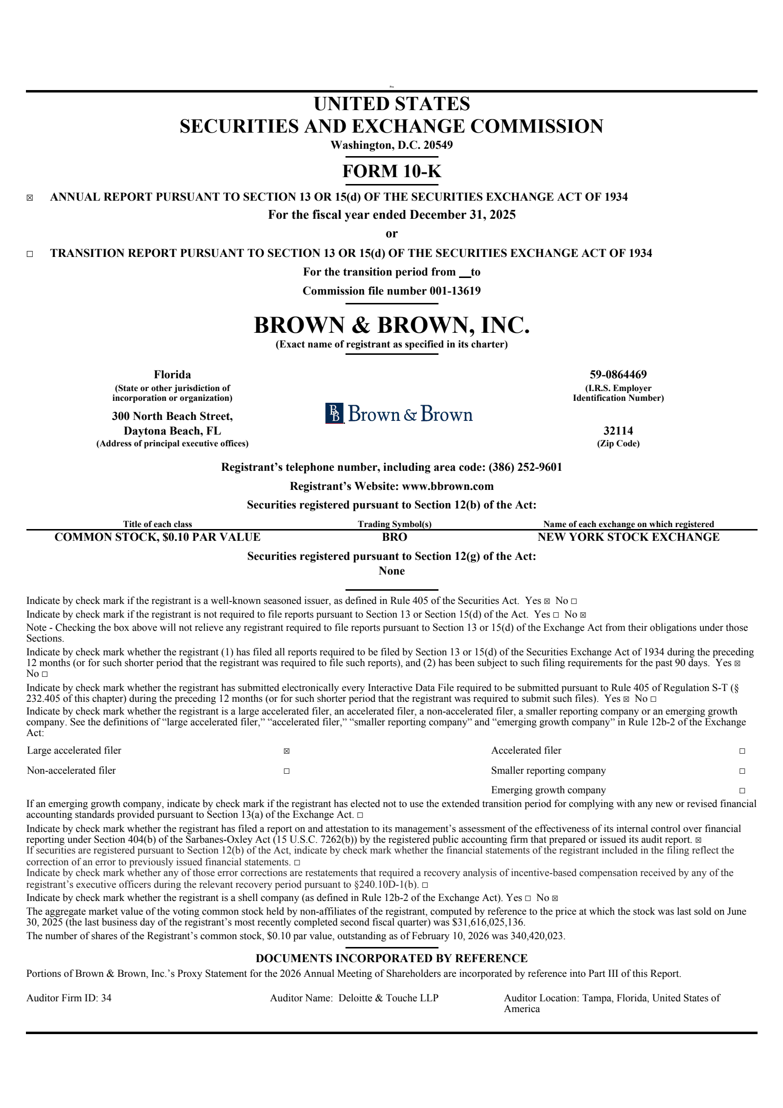 Brown & Brown's Q4 2025 Annual report