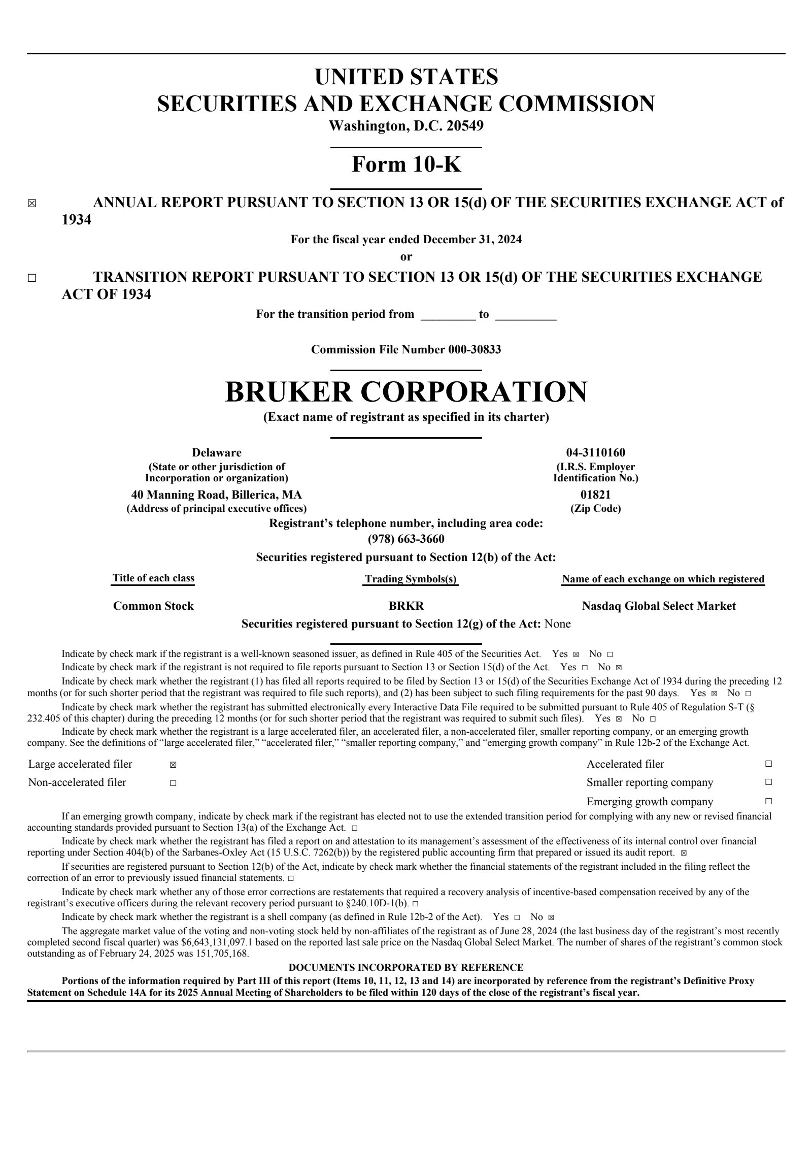 Bruker's Q4 2024 Annual report