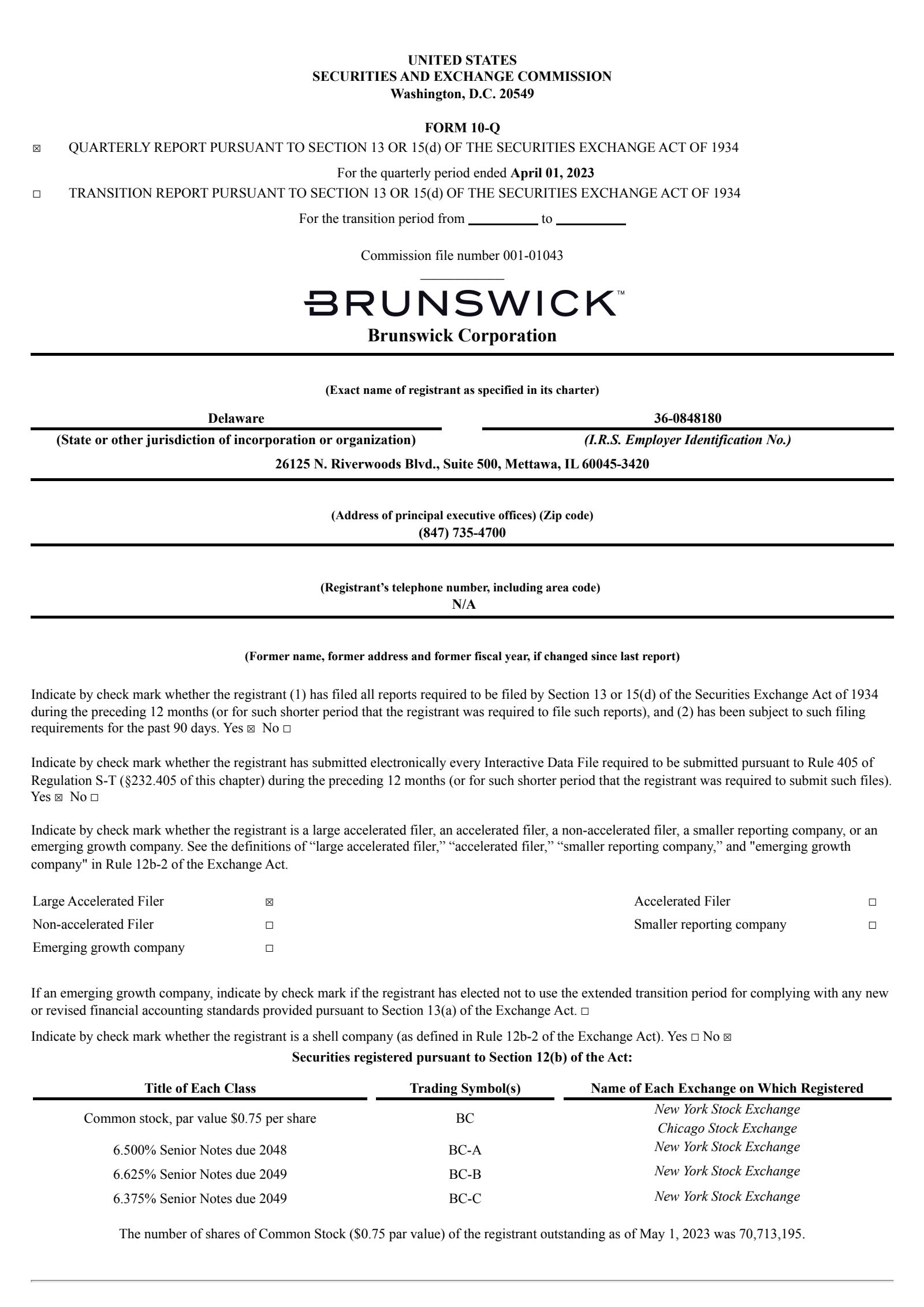 Brunswick's Q1 2023 Quarterly report