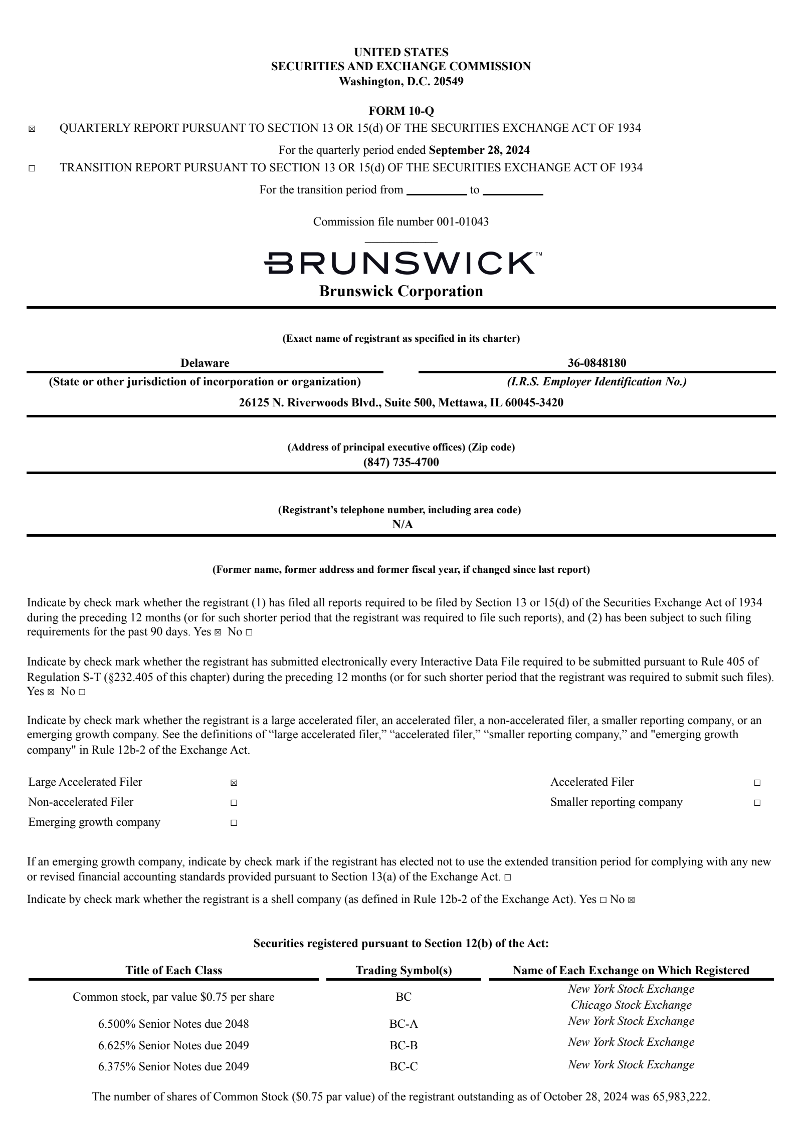 Brunswick's Q3 2024 Quarterly report