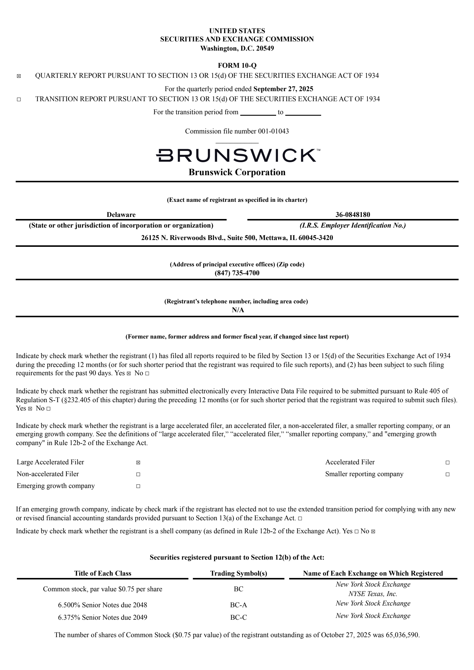 Brunswick's Q3 2025 Quarterly Report