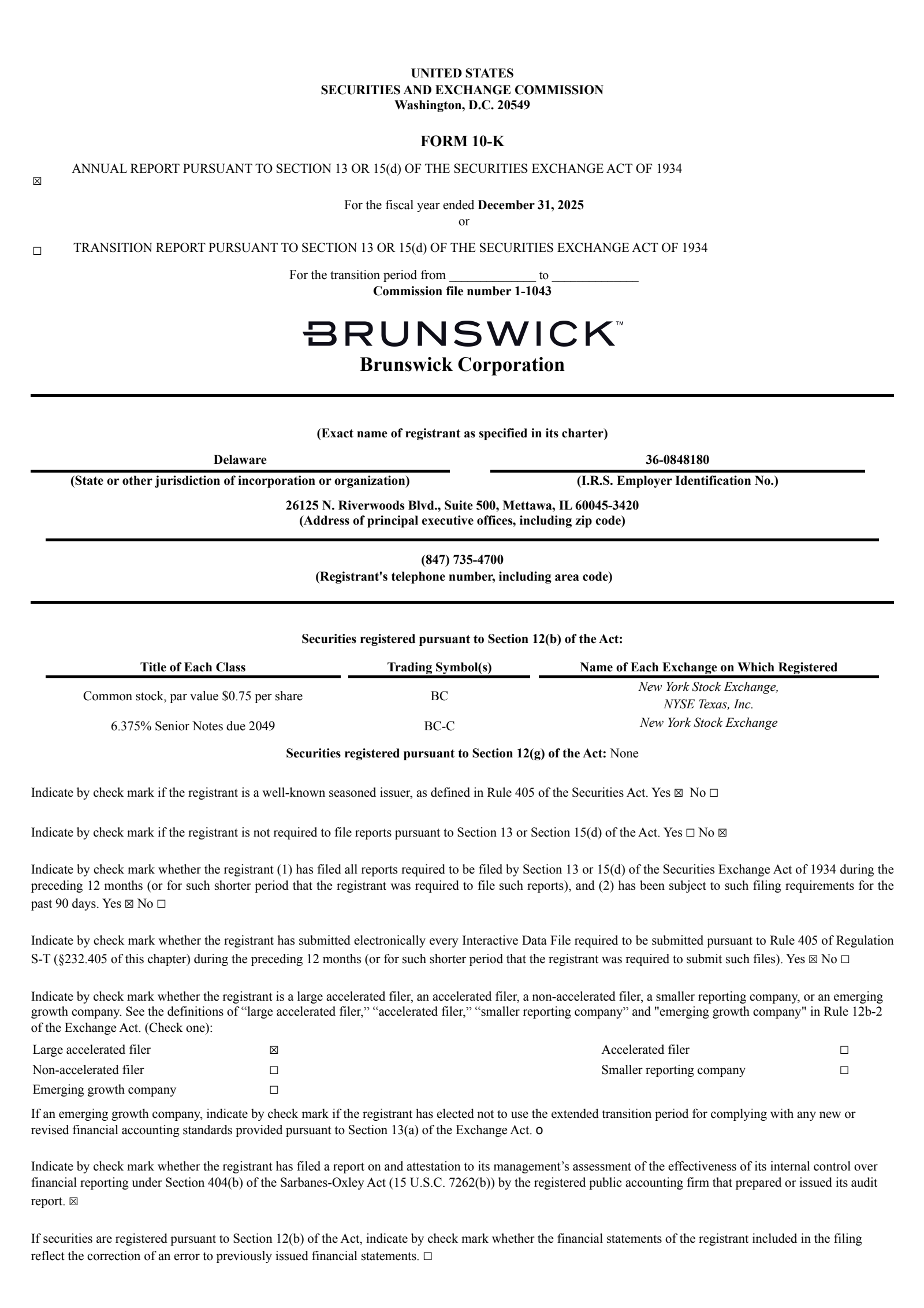 Brunswick's Q4 2025 Annual report