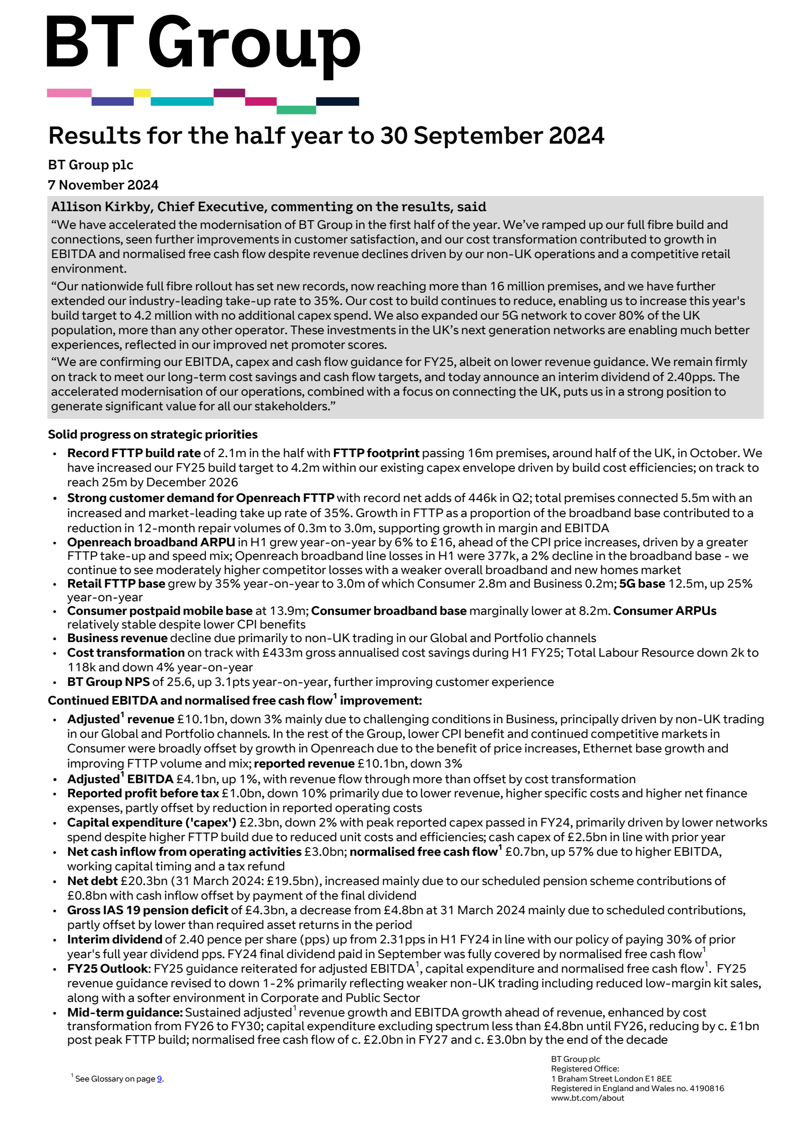 BT Group's H1 2025 Interim report