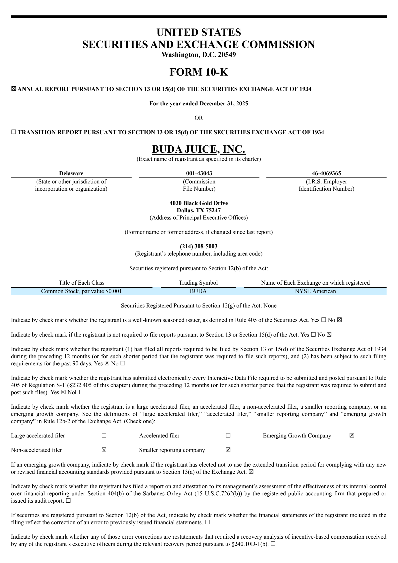 BUDA's Q4 2025 Annual report