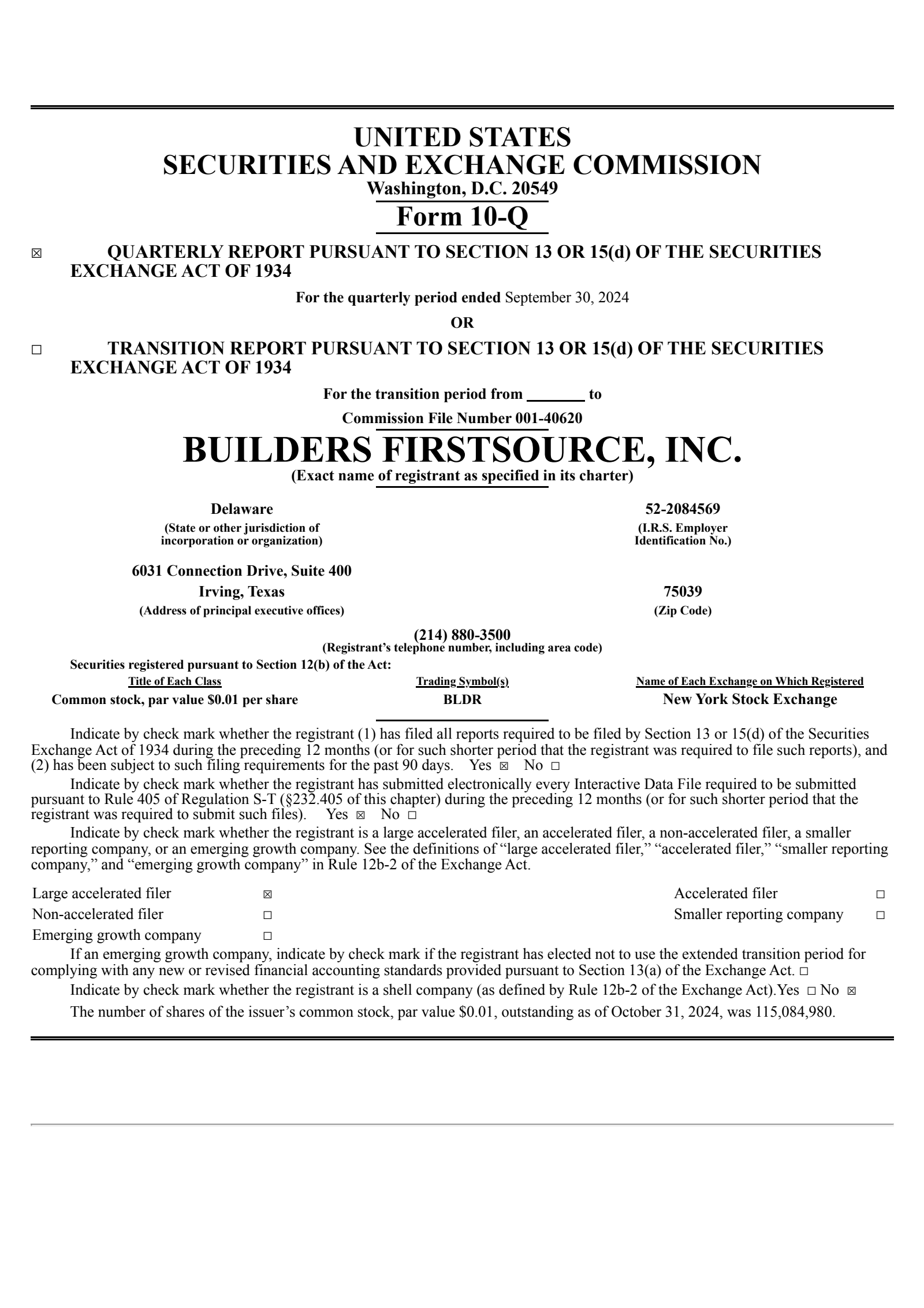 Builders FirstSource's Q3 2024 Quarterly report