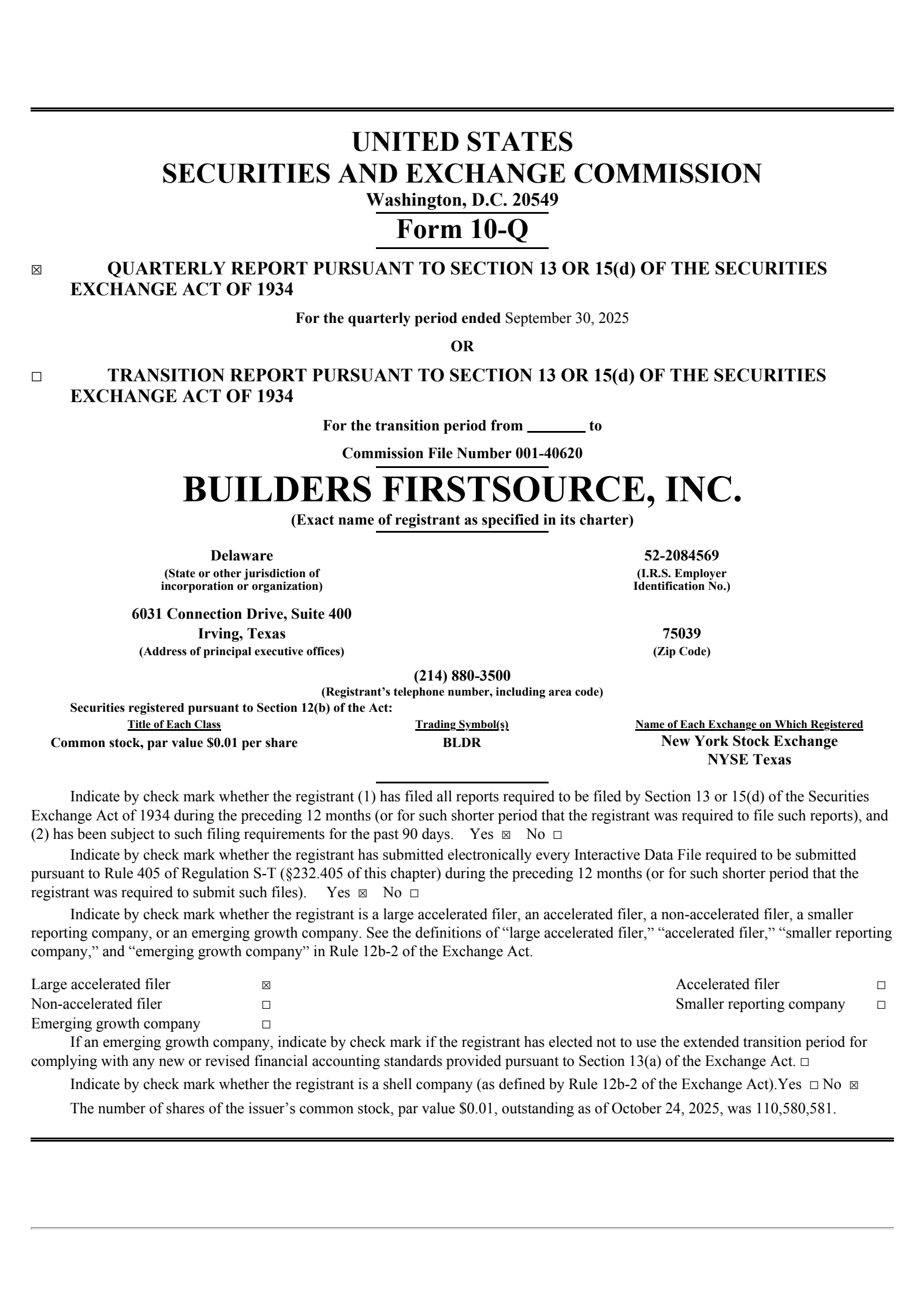 Builders FirstSource's Q3 2025 Quarterly Report