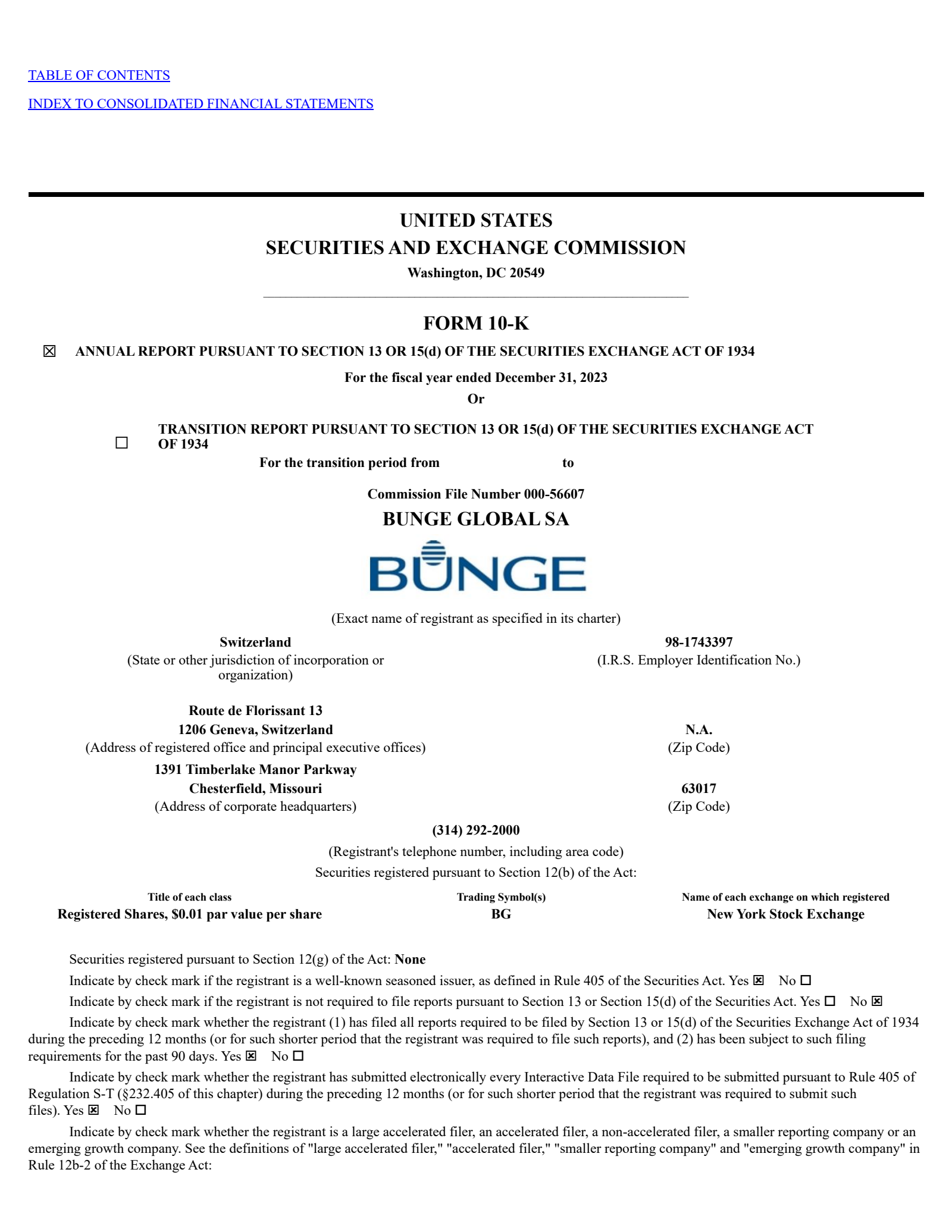 Bunge Global's Q4 2023 Annual report