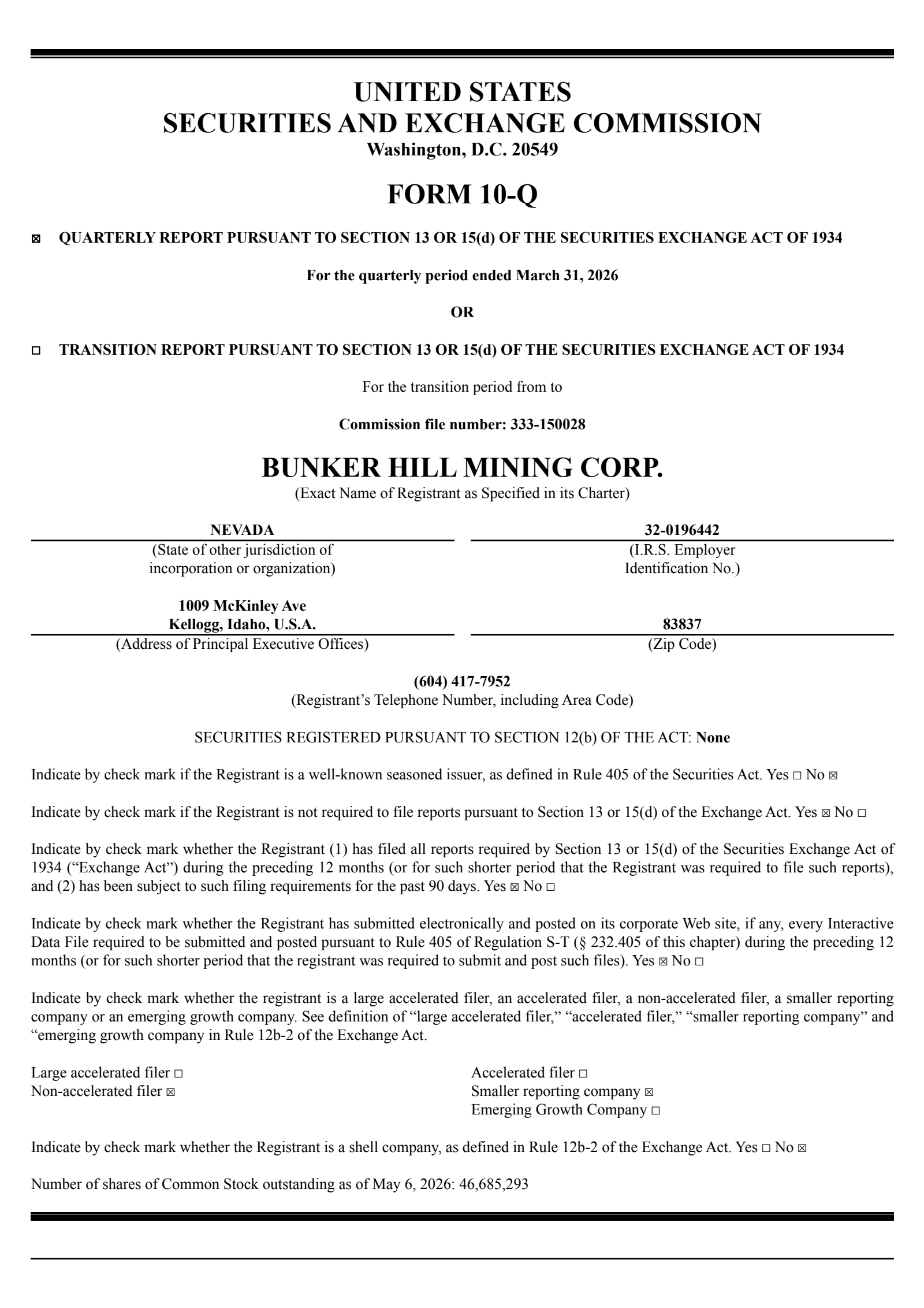 Liberty Silver's Q1 2026 Quarterly report