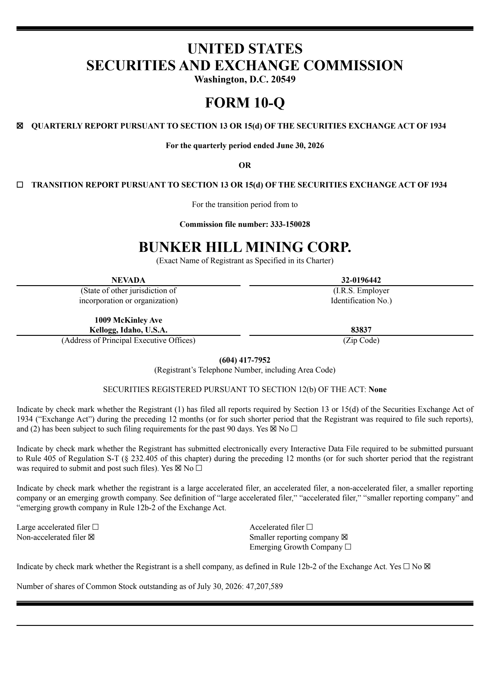 Liberty Silver's Q2 2026 Quarterly report