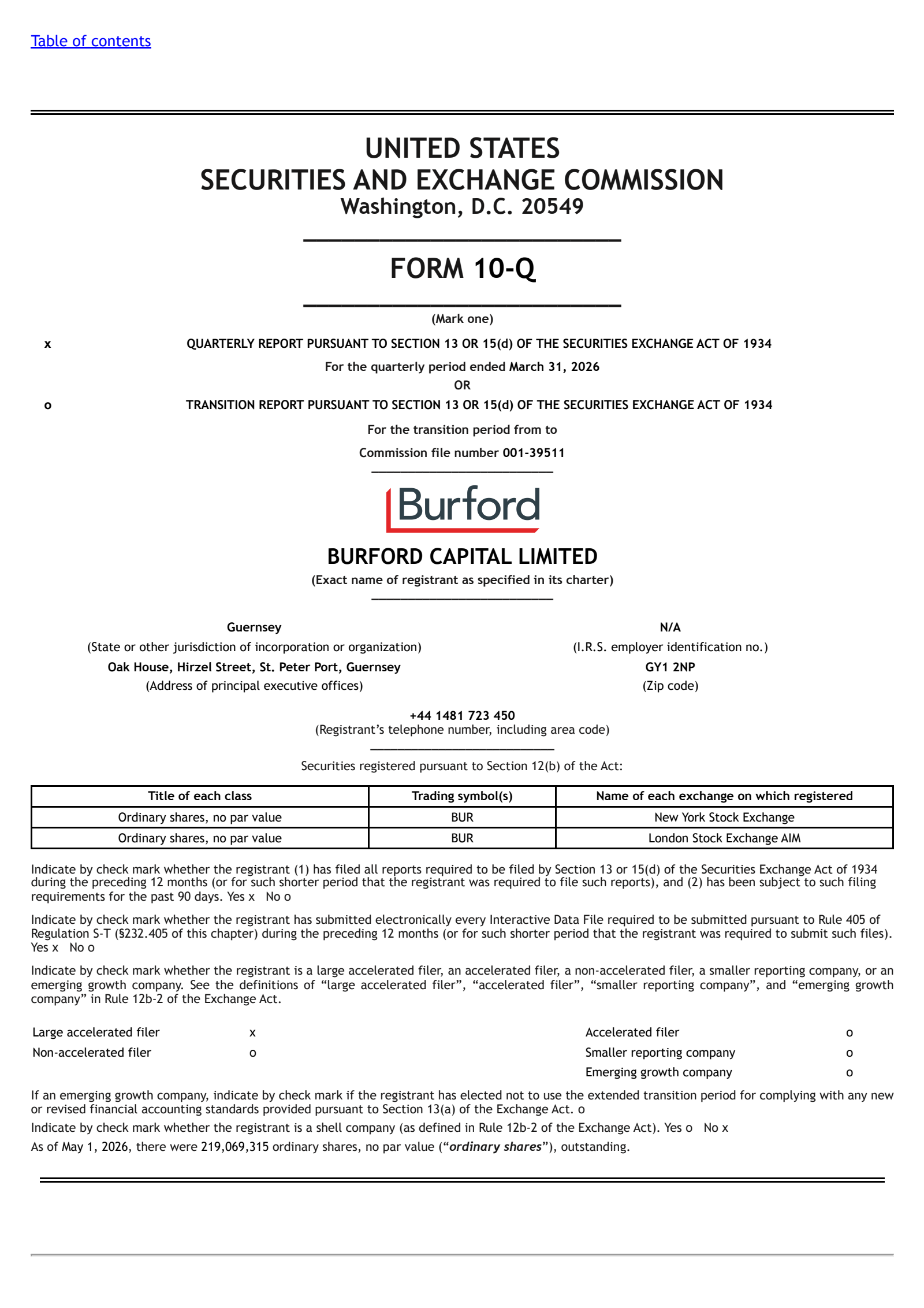 Burford Capital's Q1 2026 Quarterly report