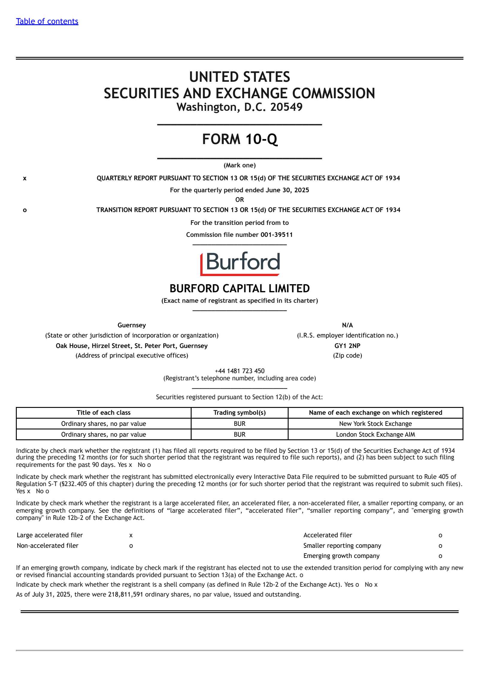Burford Capital's Q2 2025 Quarterly report