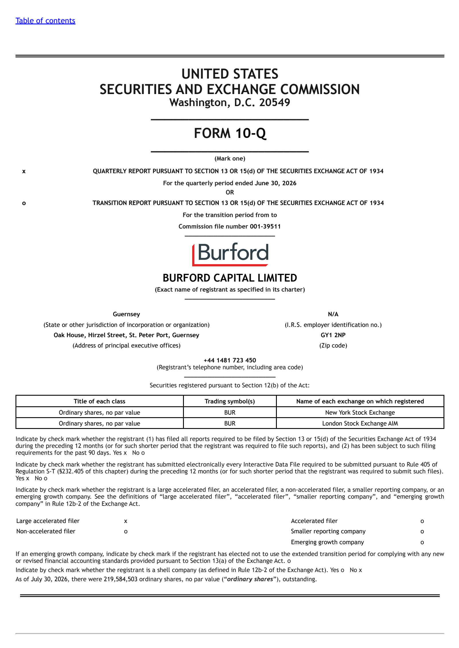 Burford Capital's Q2 2026 Quarterly report