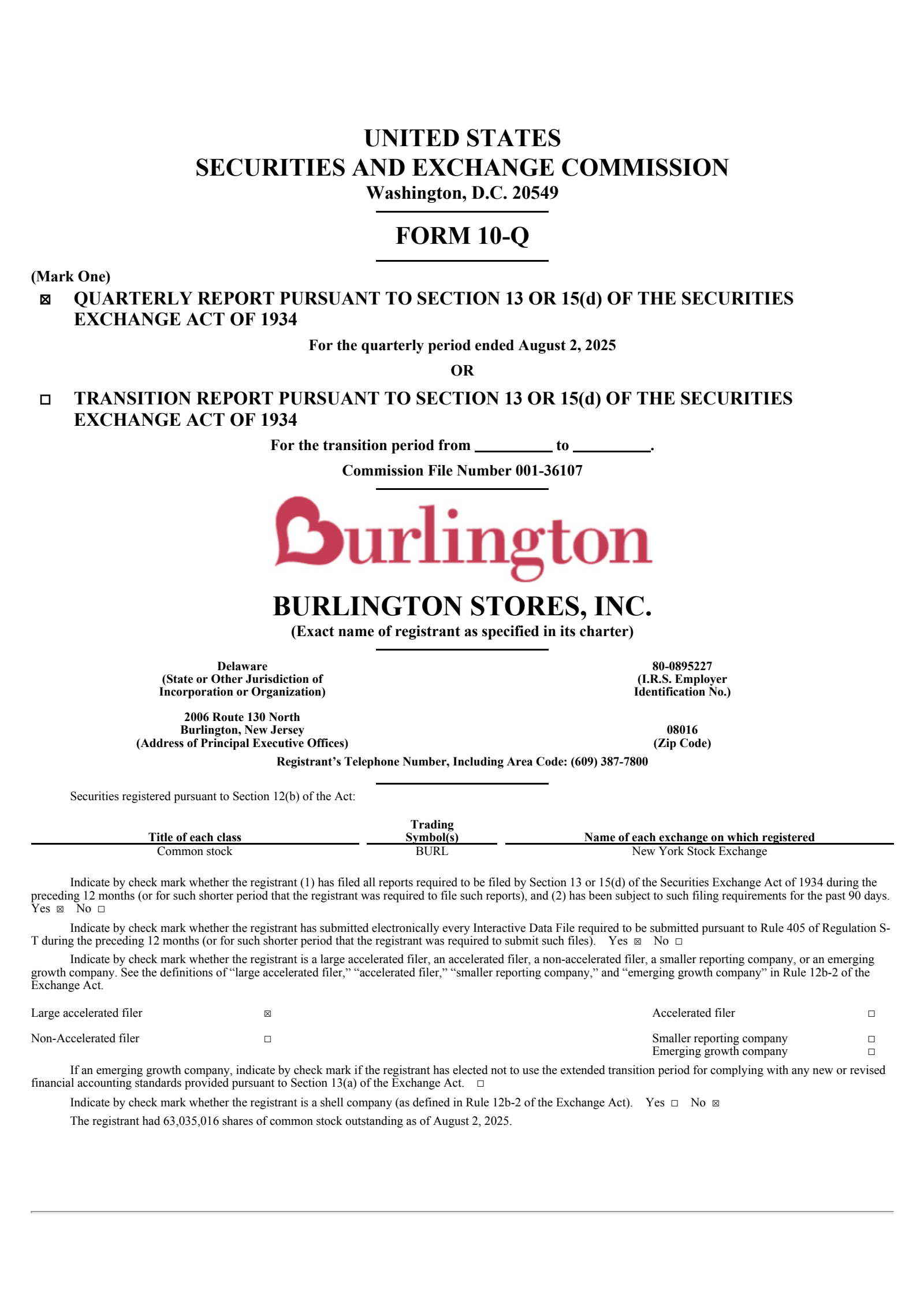 Burlington Stores' Q2 2026 Quarterly report