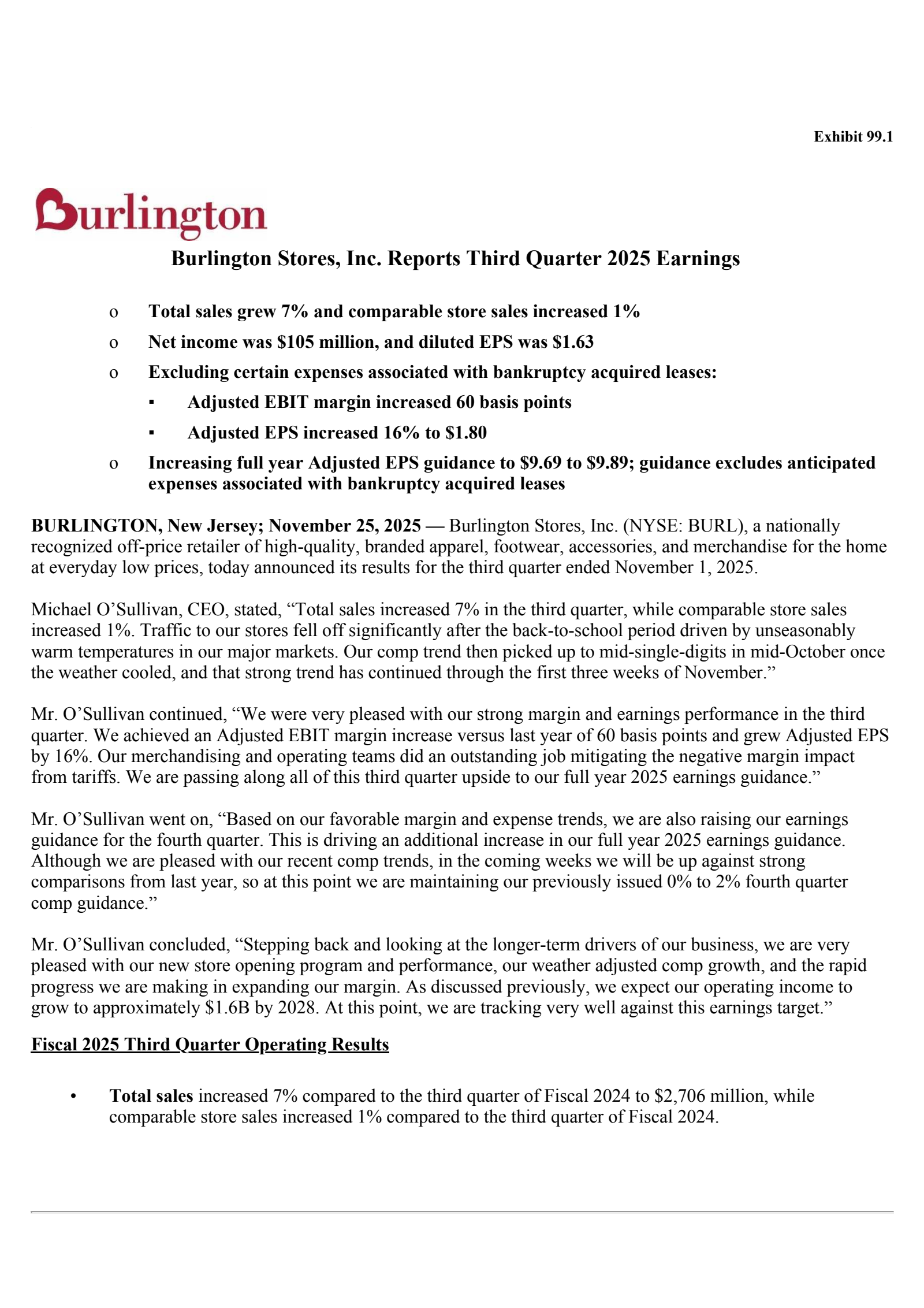 Burlington Stores' Q3 2026 Earnings Release