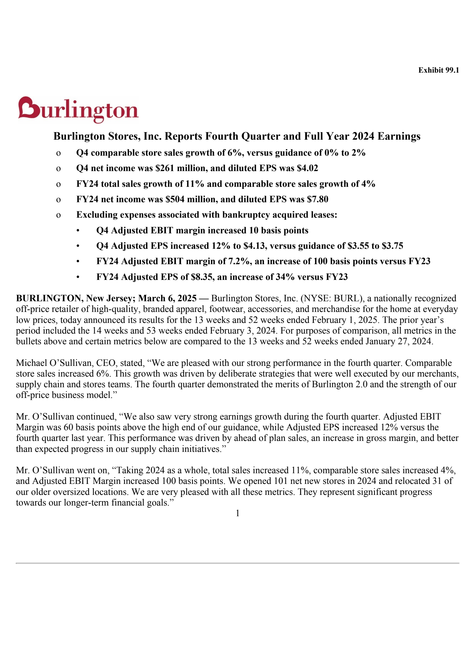 Burlington Stores' Q4 2025 Press Release