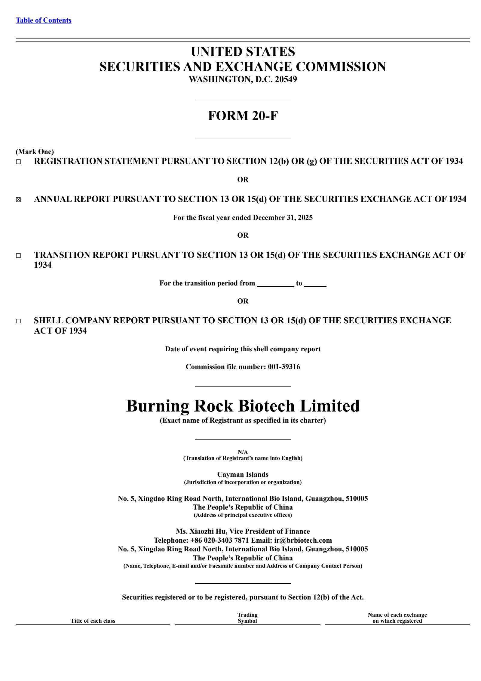Burning Rock Biotech's Q4 2025 Annual report
