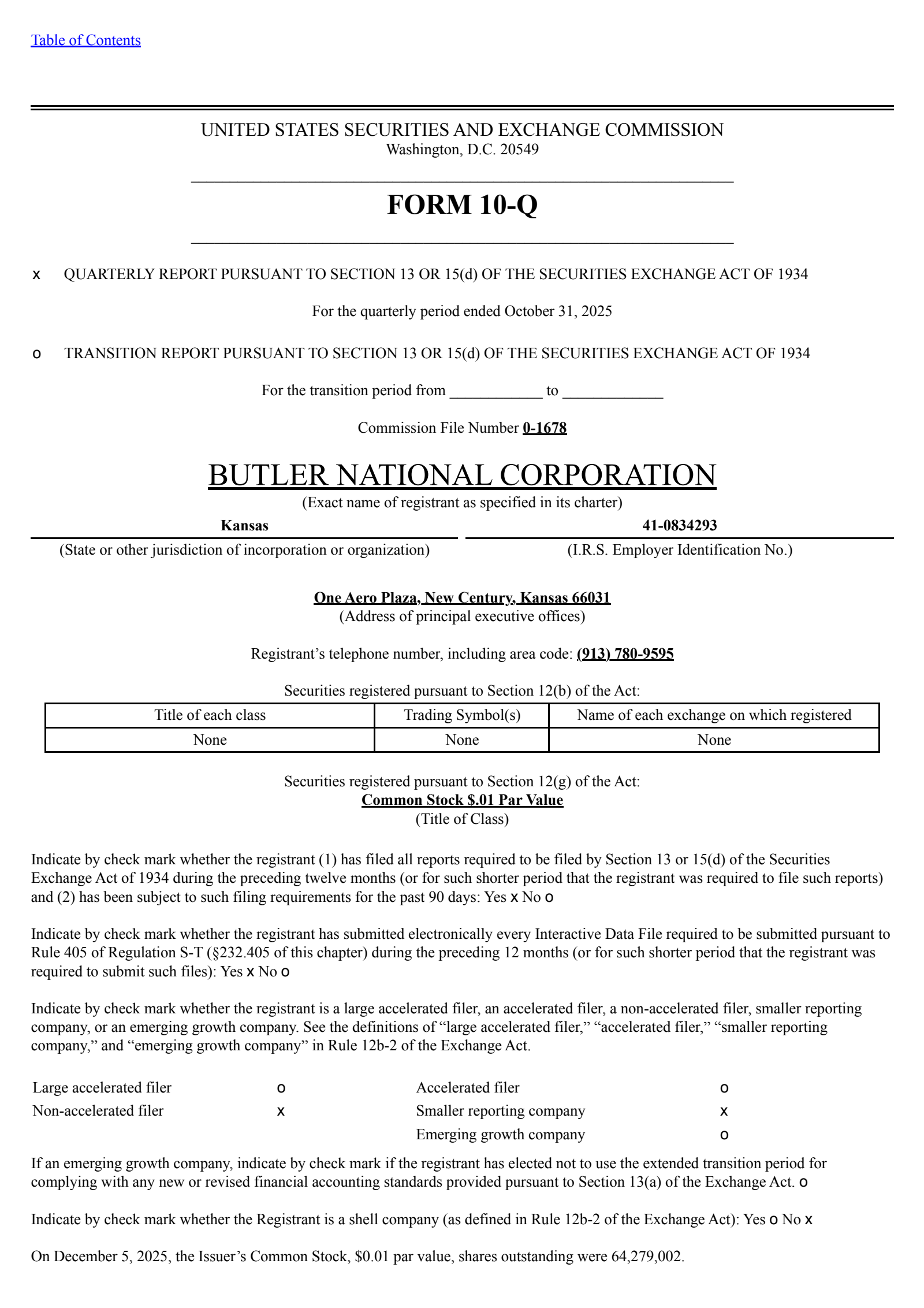 Butler National's Q2 2026 Quarterly Report