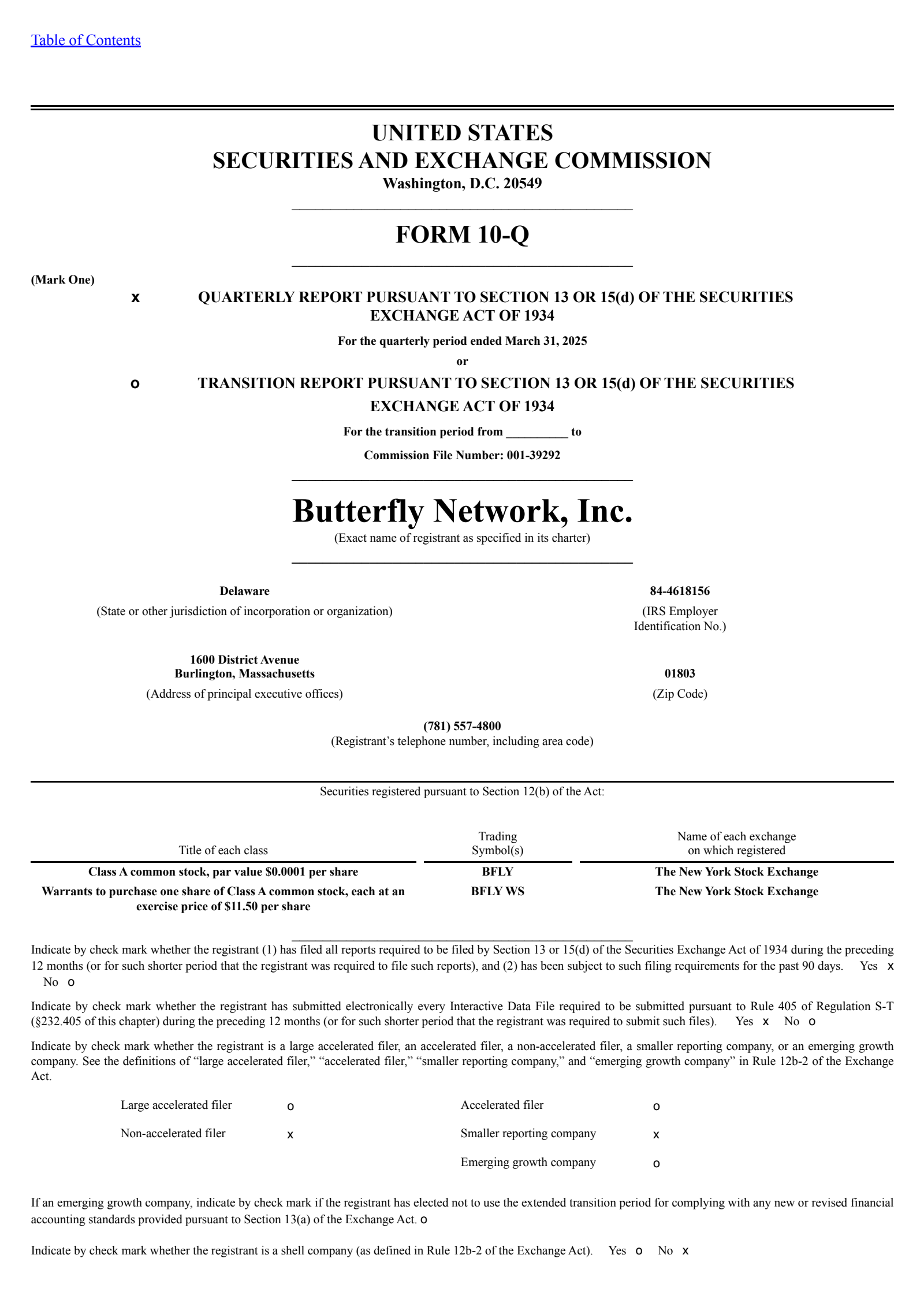 Butterfly Network's Q1 2025 Quarterly report
