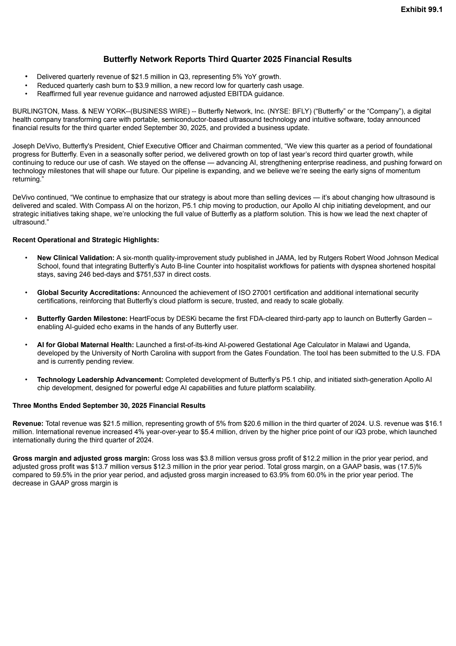 Butterfly Network's Q3 2025 Earnings Release