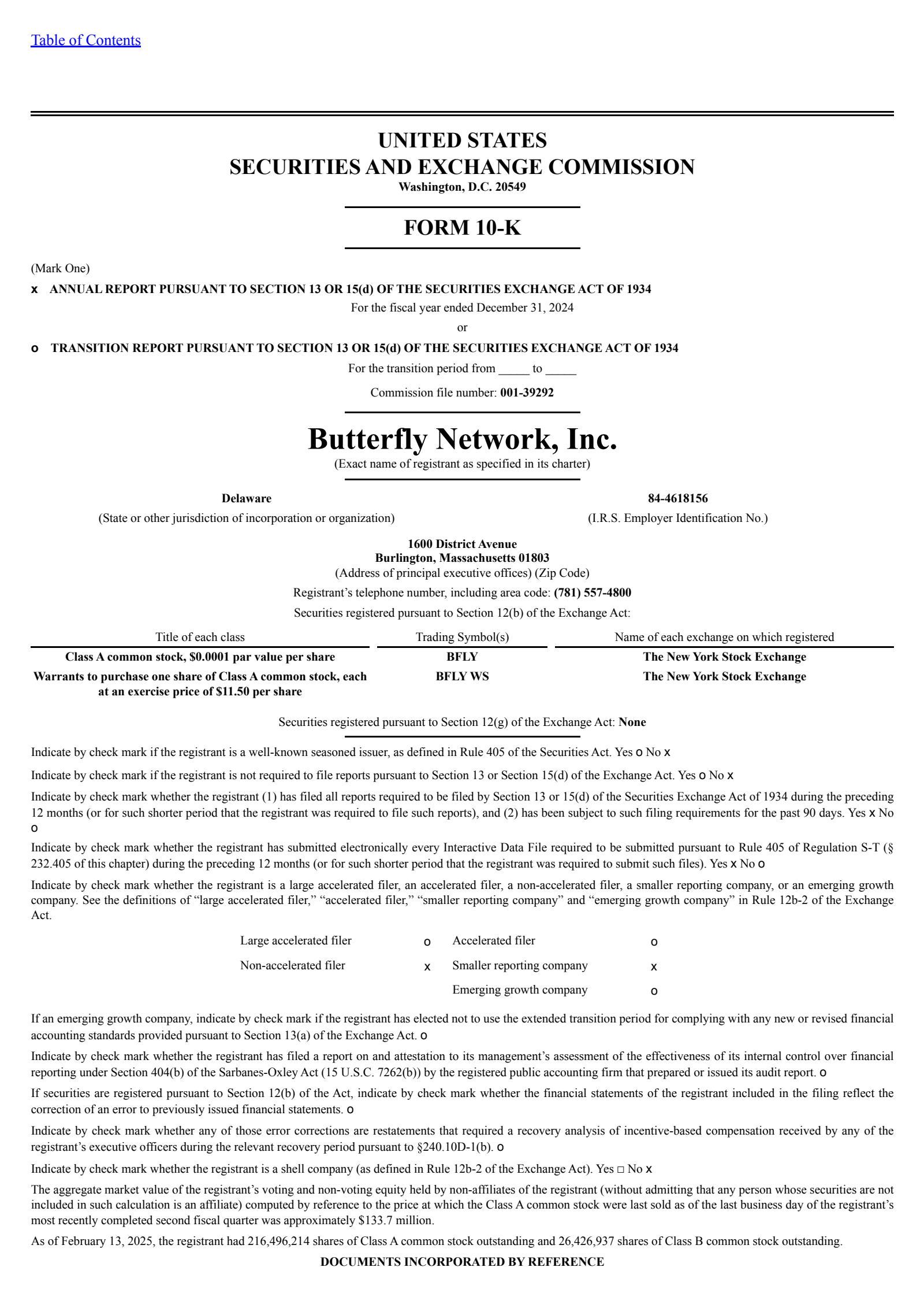 Butterfly Network's Q4 2024 Annual report